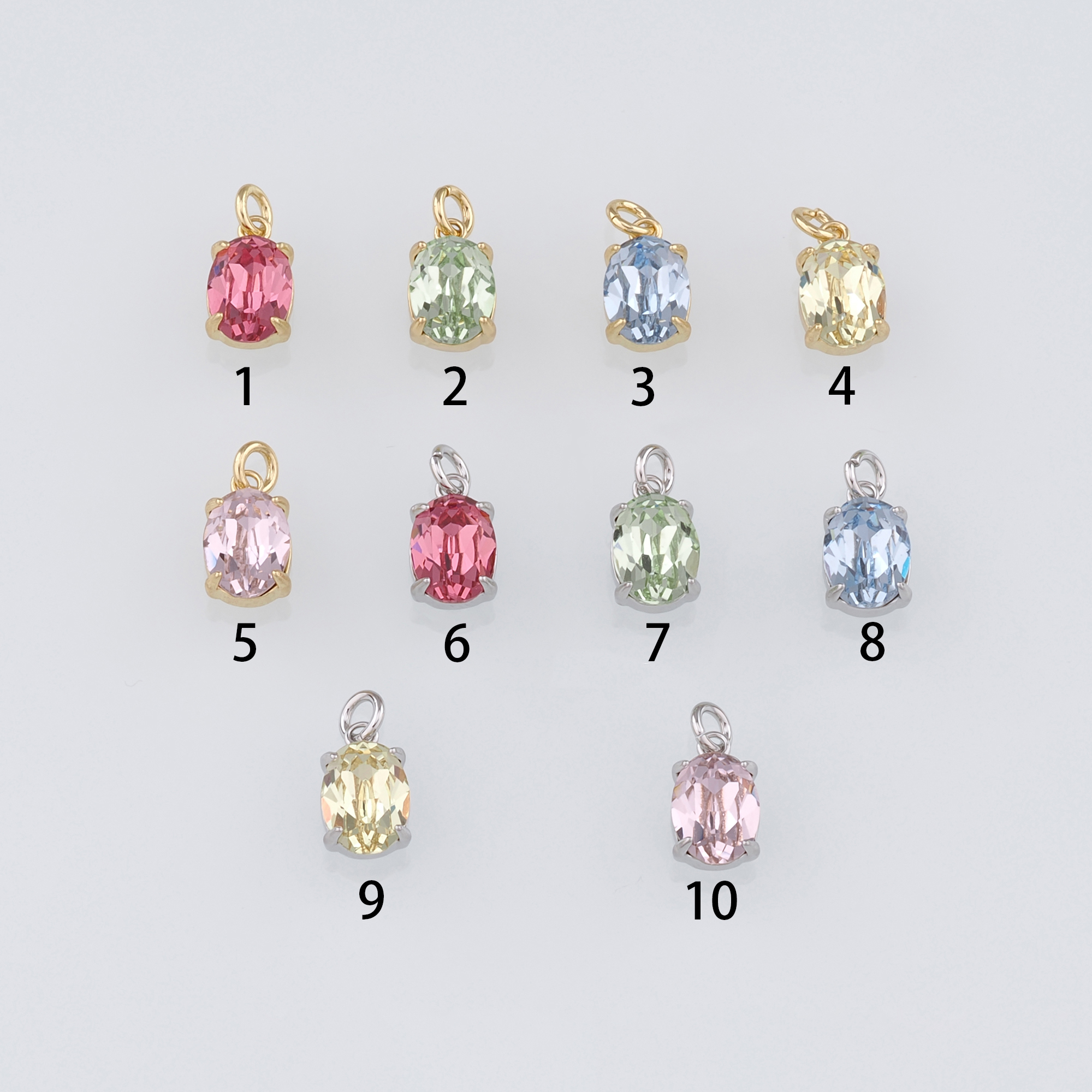 18K Gold Filled Oval Pendant,Crystal Oval Charm Earrings Necklace for DIY Jewelry Making Supply