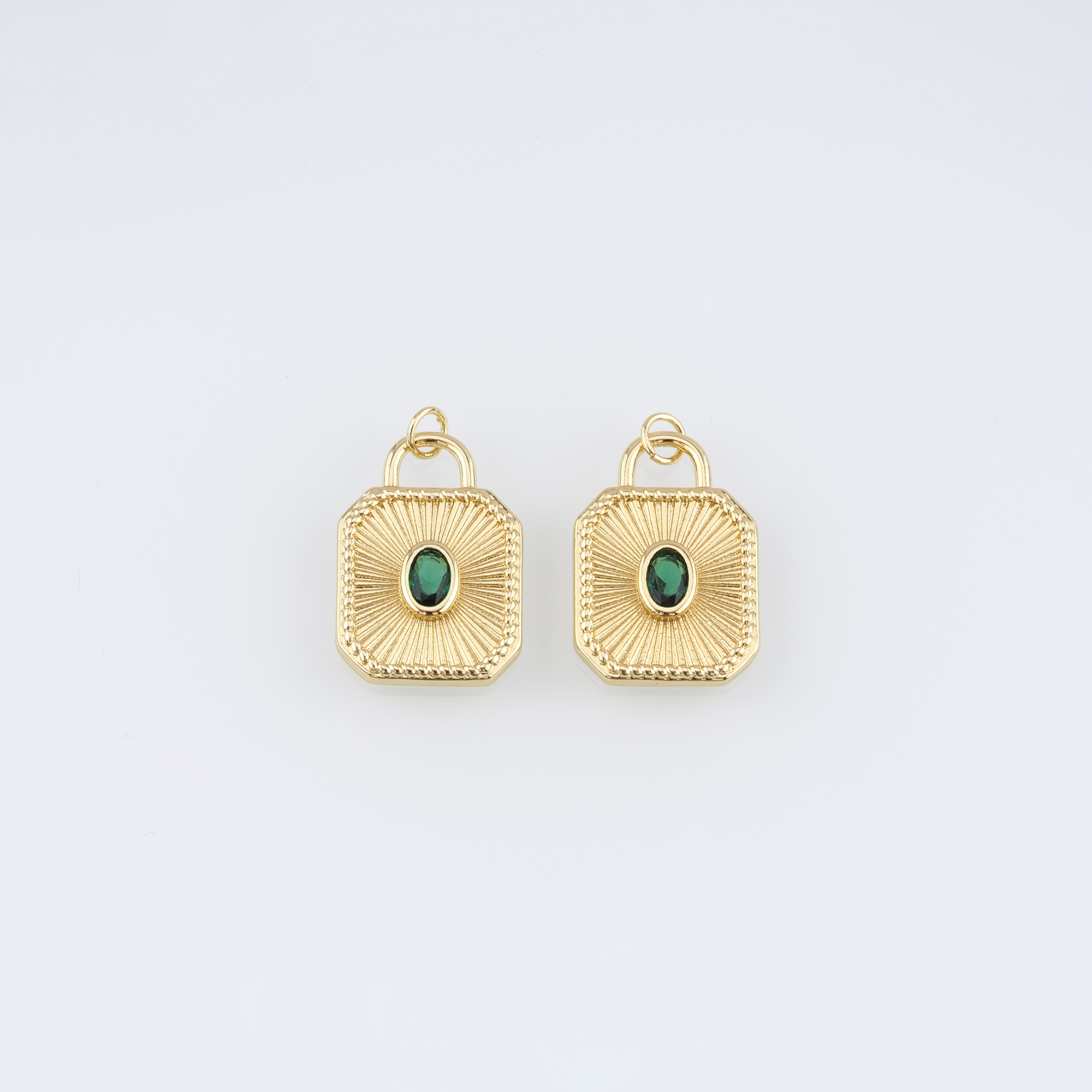 18K Gold Filled Rectangle Pendant,CZ Micro Pave Rectangle Charm Earrings Necklace for DIY Jewelry Making Supply