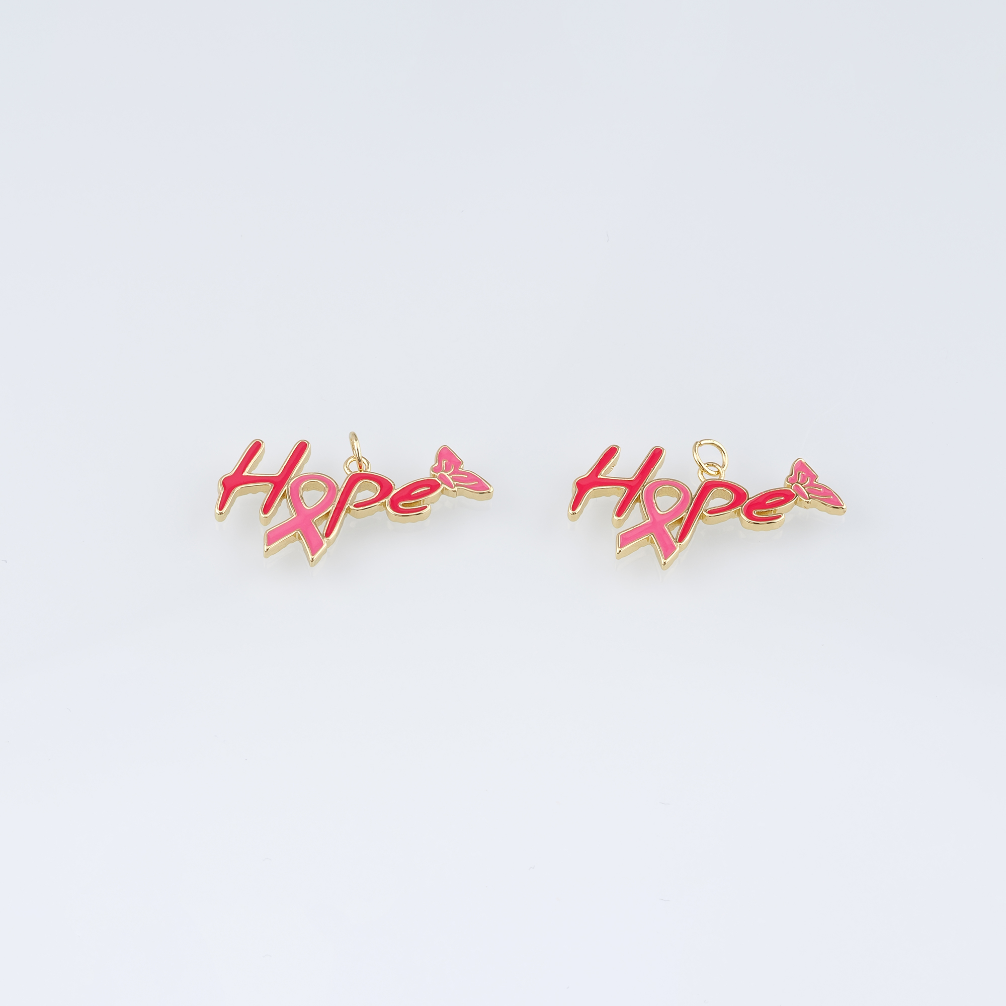 18K Gold Filled Hope Pendant,Awareness Ribbon Charm Earrings Necklace for DIY Jewelry Making Supply