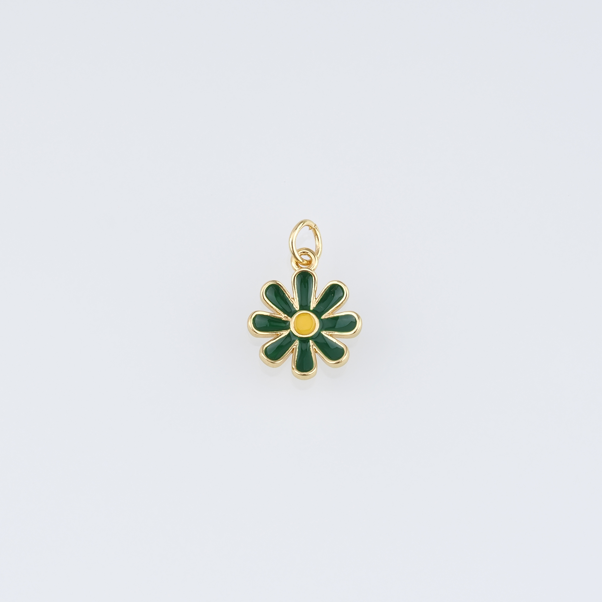 18K Gold Filled Daisy Pendant,Enamel Flower Charm Earrings Necklace for DIY Jewelry Making Supply