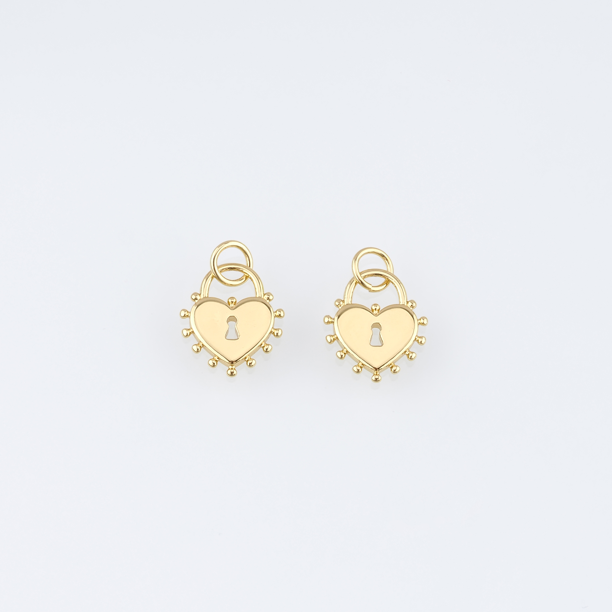 18K Gold Filled Heart Lock Pendant,Dainty Heart Lock Charm Earrings Necklace for DIY Jewelry Making Supply