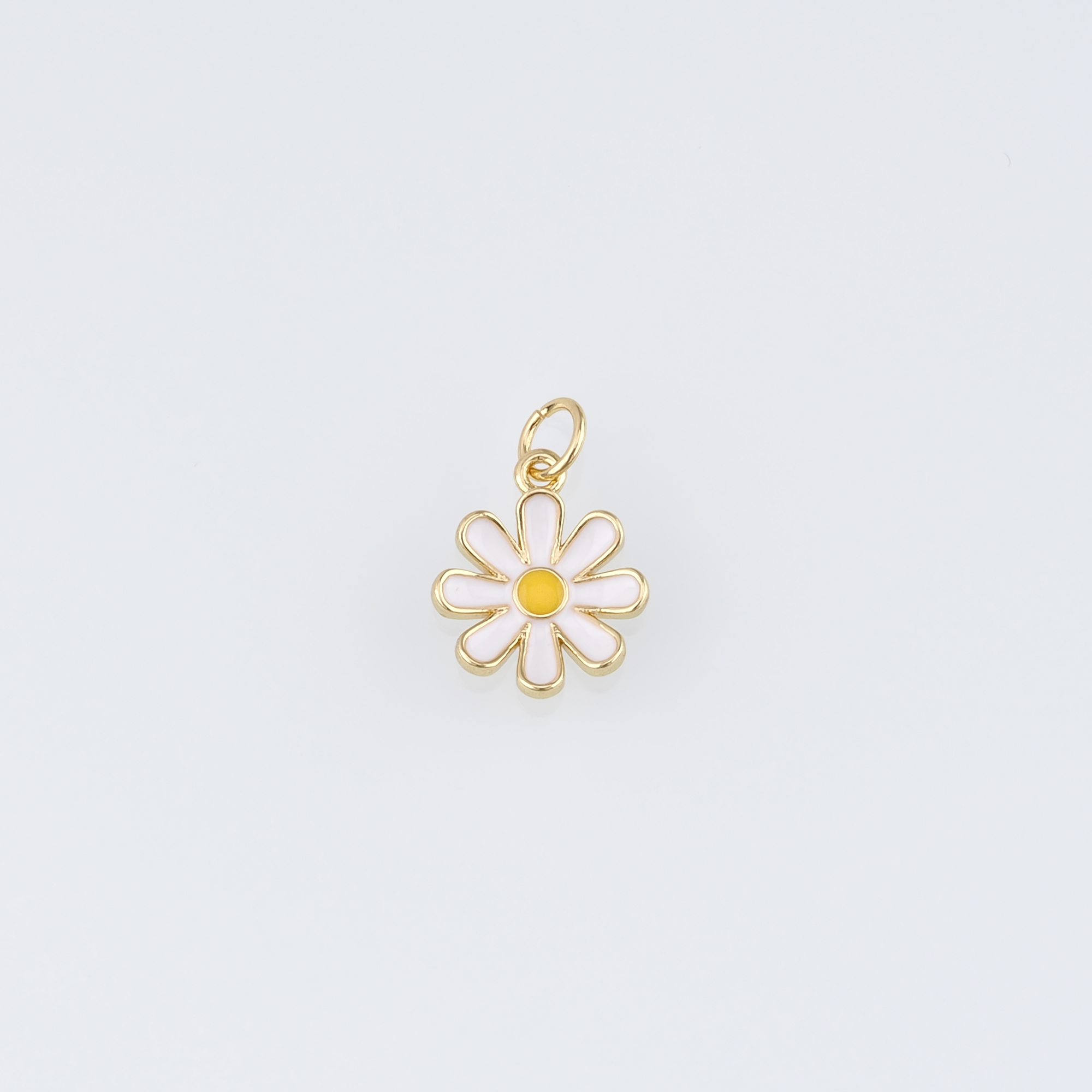 18K Gold Filled Daisy Pendant,Enamel Flower Charm Earrings Necklace for DIY Jewelry Making Supply