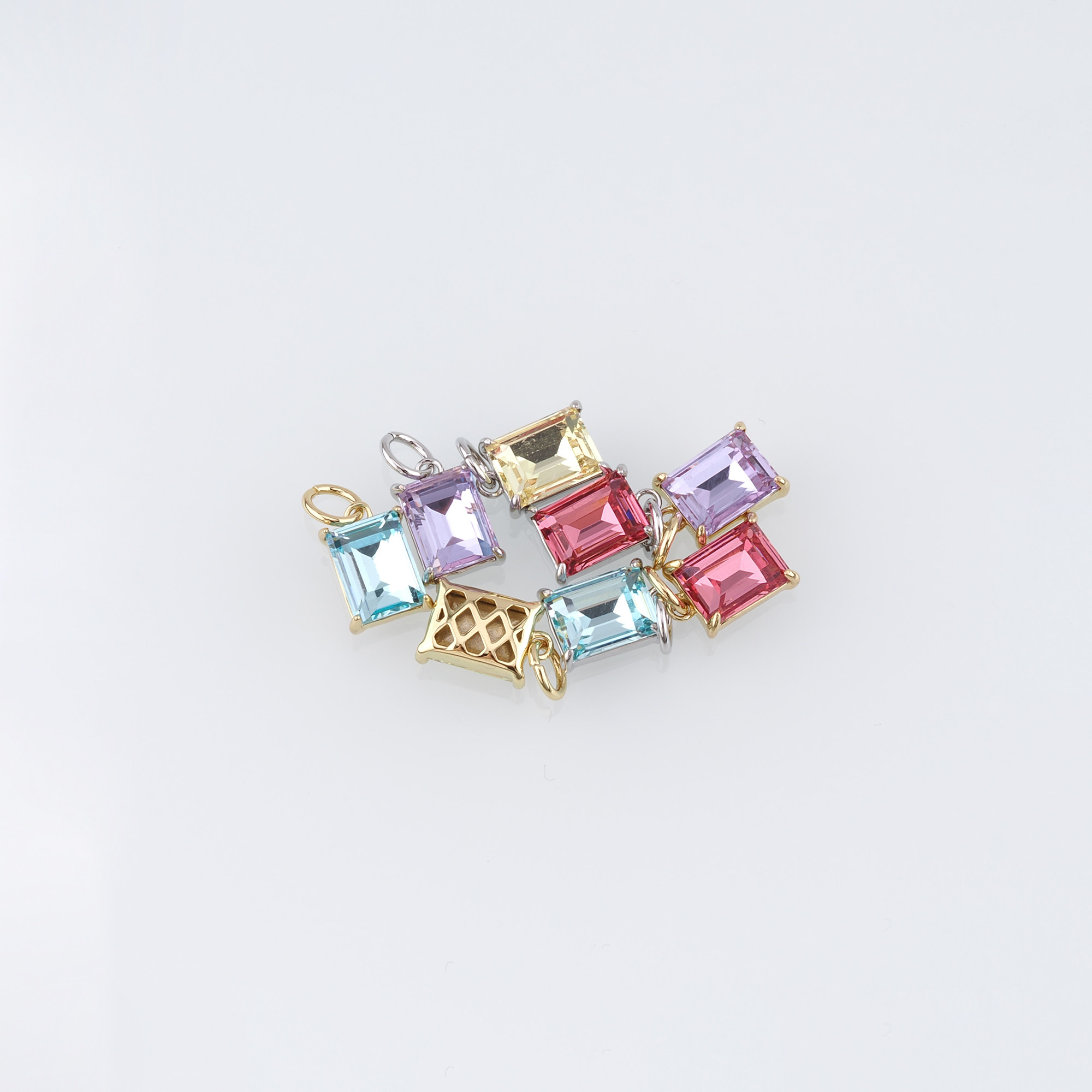 18K Gold Filled Rectangle Pendant,Crystal Rectangle Charm Earrings Necklace for DIY Jewelry Making Supply