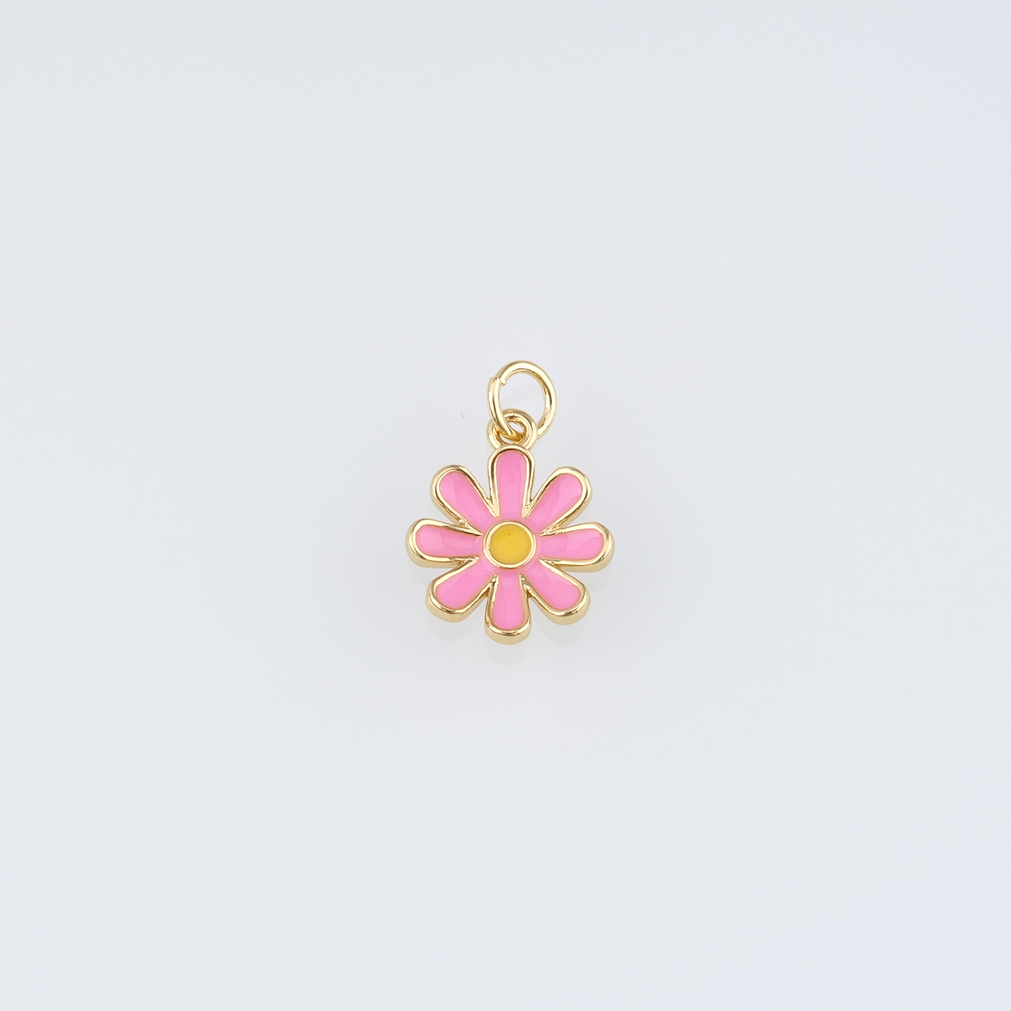 18K Gold Filled Daisy Pendant,Enamel Flower Charm Earrings Necklace for DIY Jewelry Making Supply