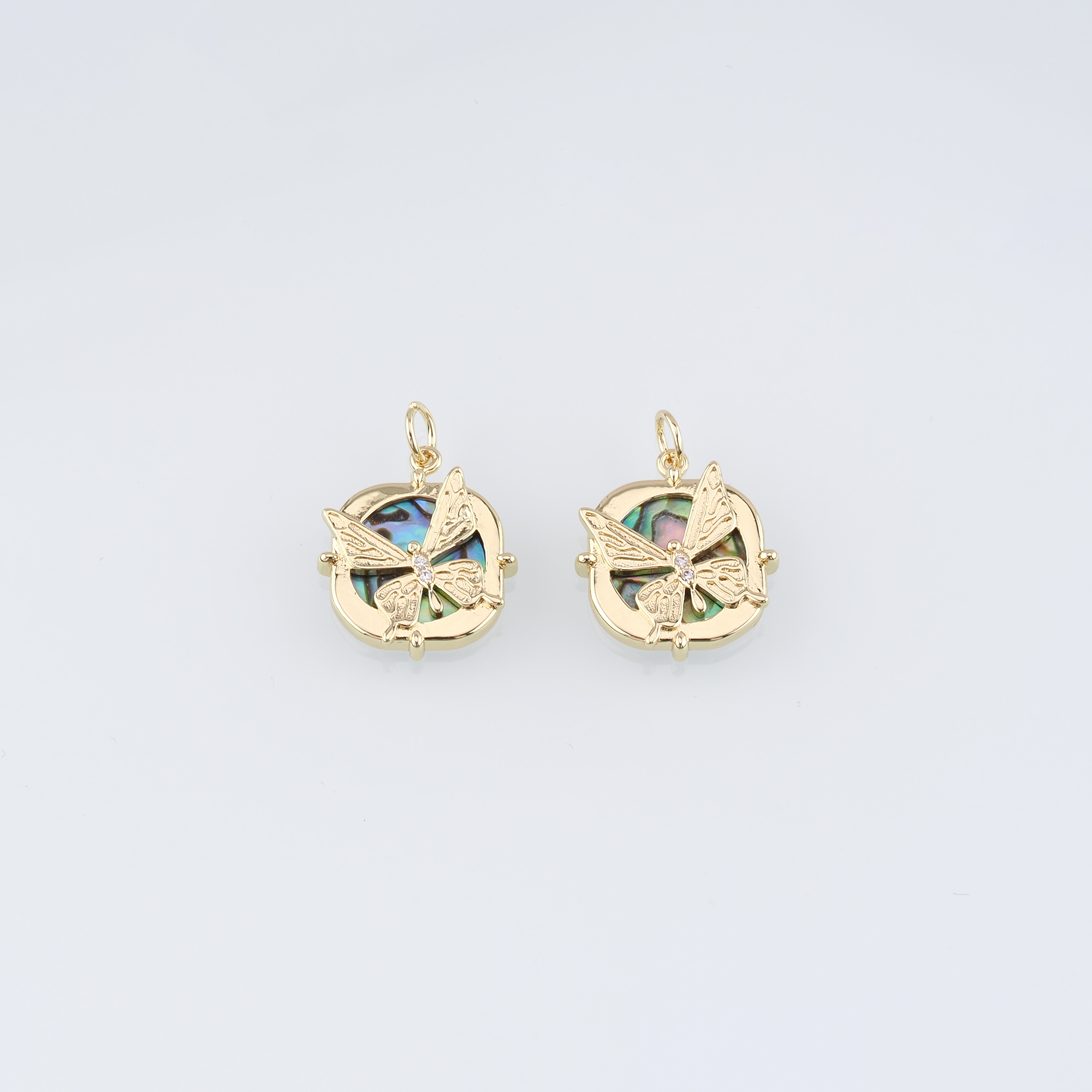 18K Gold Filled Butterfly Pendant,Dainty Butterfly Charm Earrings Necklace for DIY Jewelry Making Supply