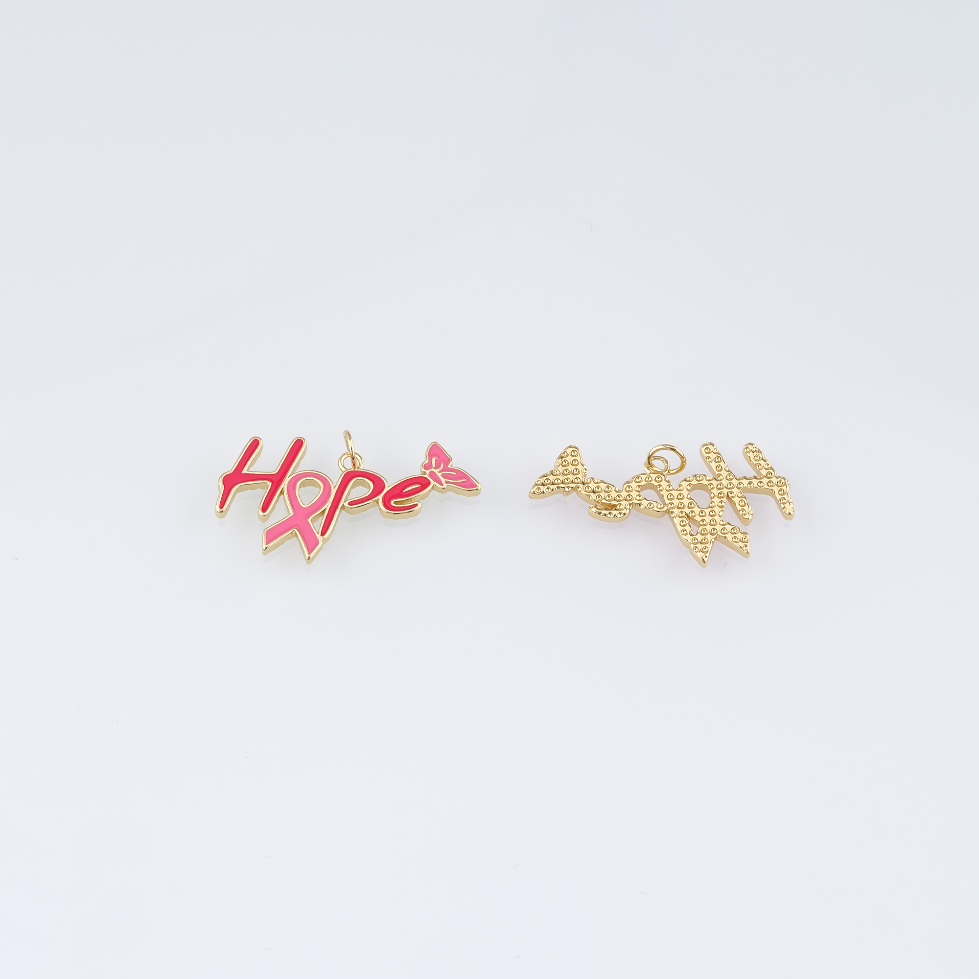 18K Gold Filled Hope Pendant,Awareness Ribbon Charm Earrings Necklace for DIY Jewelry Making Supply