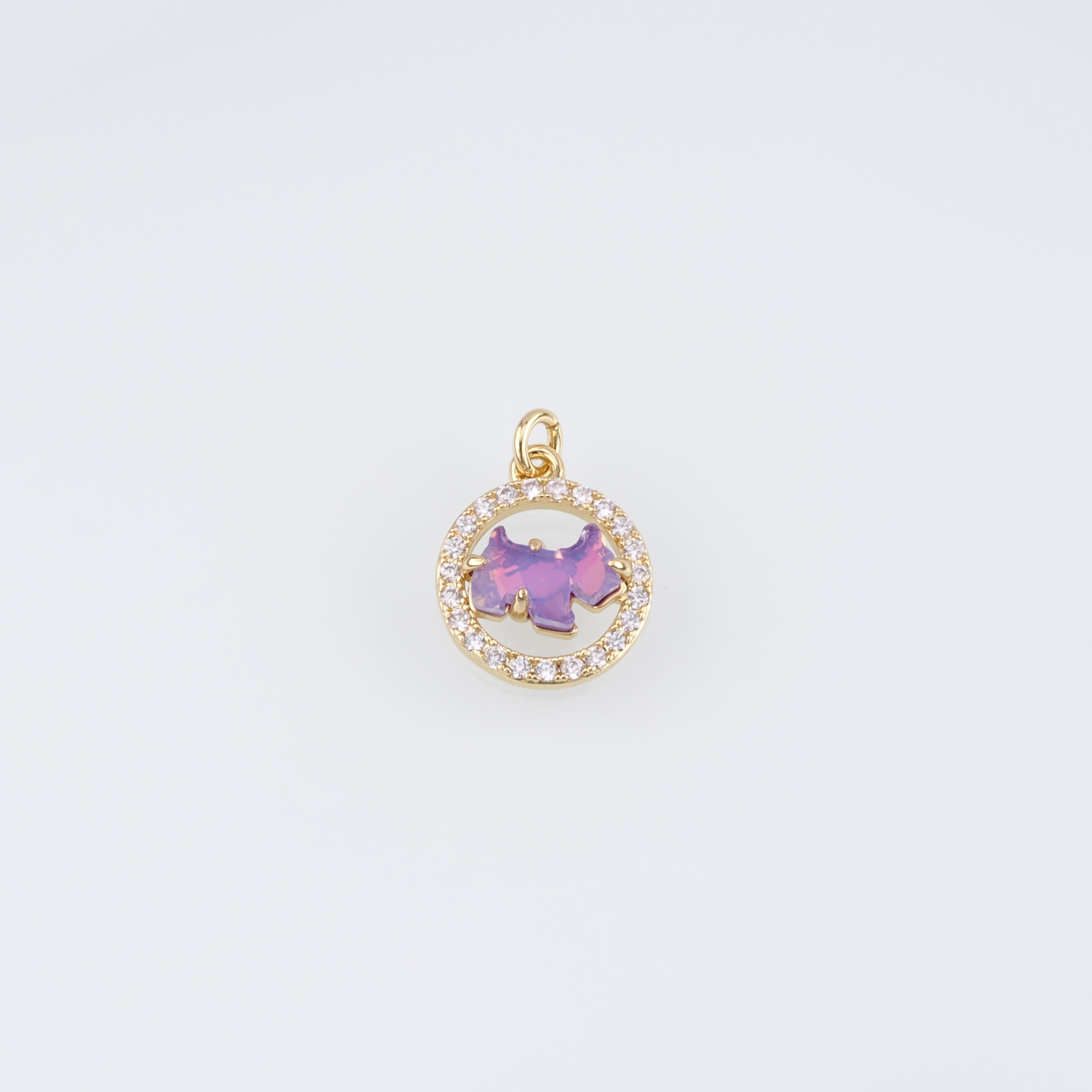 18K Gold Filled Dog Pendant,CZ Micro Pave Dog Chamr Earrings Necklace for DIY Jewelry Making Supply