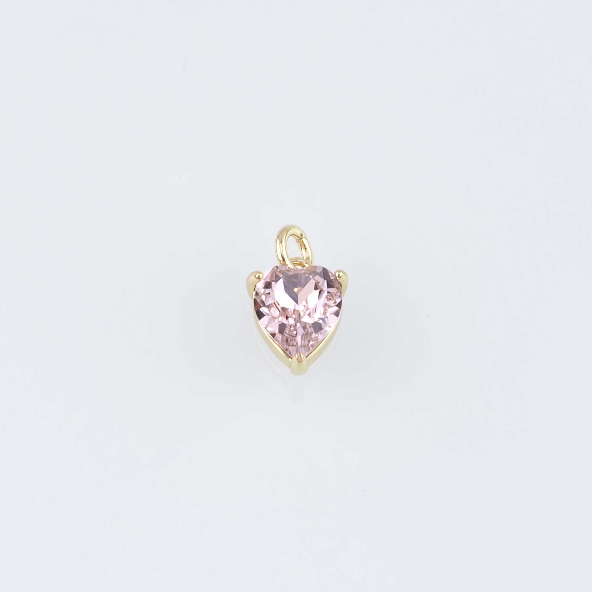 18K Gold Filled Heart Pendant,Crystal Heart Charm Earrings Necklace for DIY Jewelry Making Supply