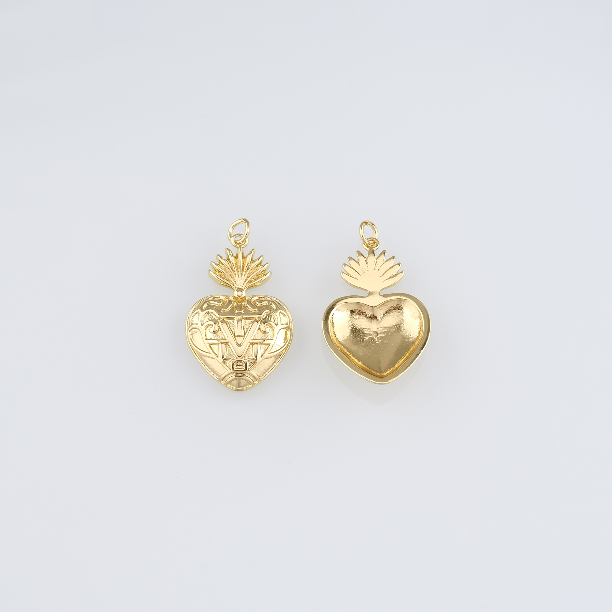 18K Gold Filled Sacred Heart Pendant,Dainty Sacred Heart Charm Earrings Necklace for DIY Jewelry Making Supply