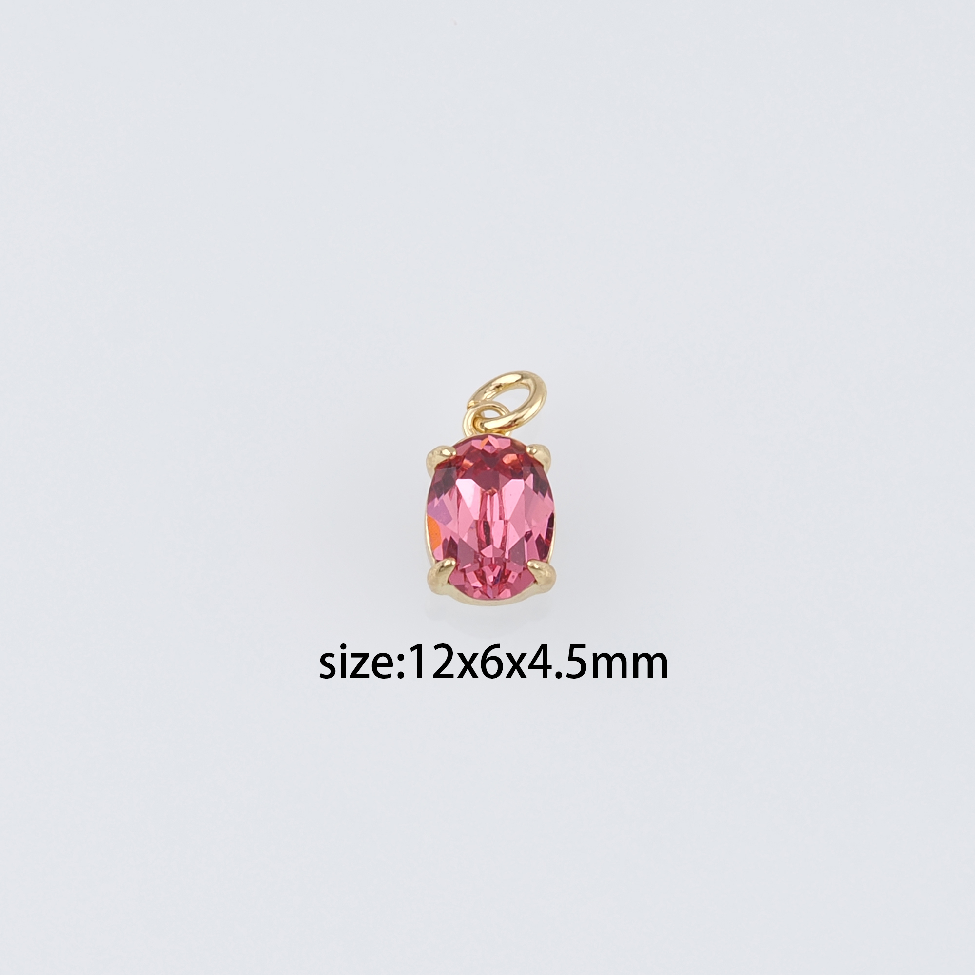 18K Gold Filled Oval Pendant,Crystal Oval Charm Earrings Necklace for DIY Jewelry Making Supply