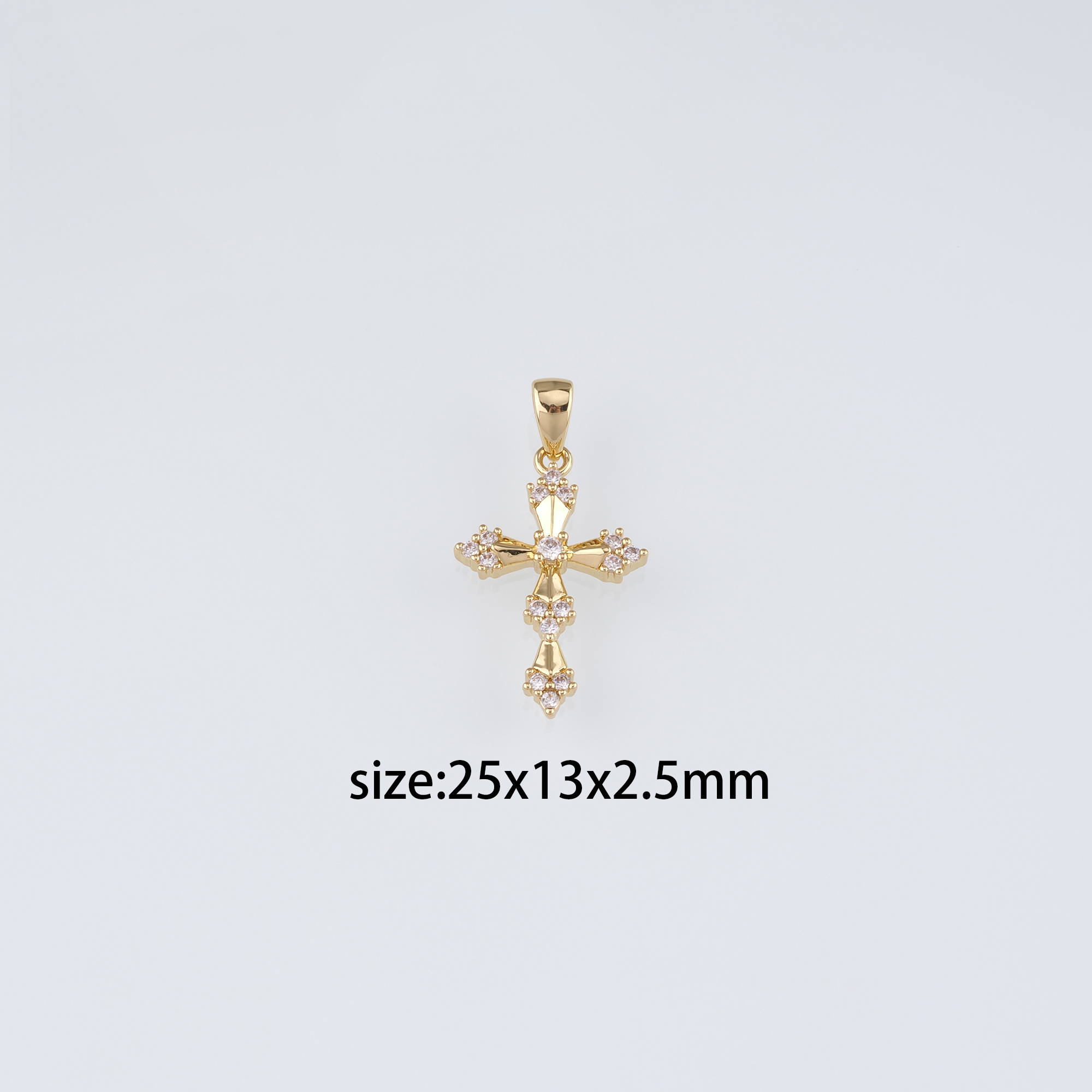 18K Gold Filled Cross Pendant,CZ Micro Pave Cross Charm Earrings Necklace for DIY Jewelry Making Supply
