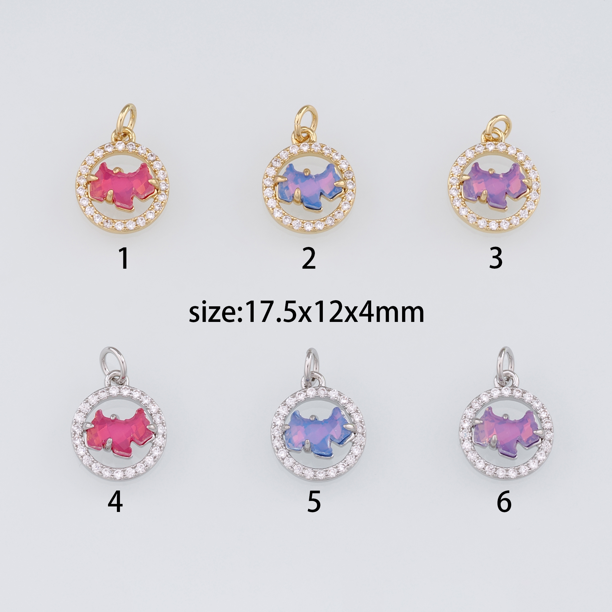 18K Gold Filled Dog Pendant,CZ Micro Pave Dog Chamr Earrings Necklace for DIY Jewelry Making Supply