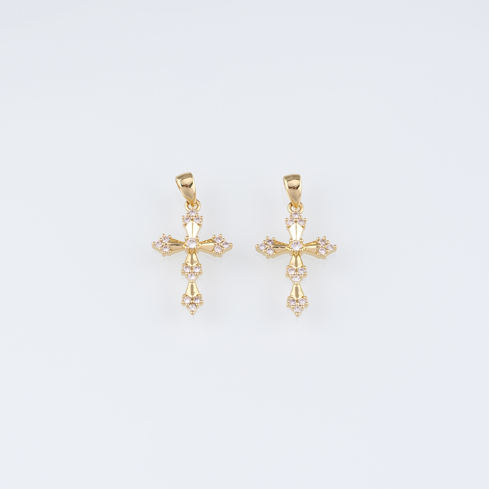 18K Gold Filled Cross Pendant,CZ Micro Pave Cross Charm Earrings Necklace for DIY Jewelry Making Supply