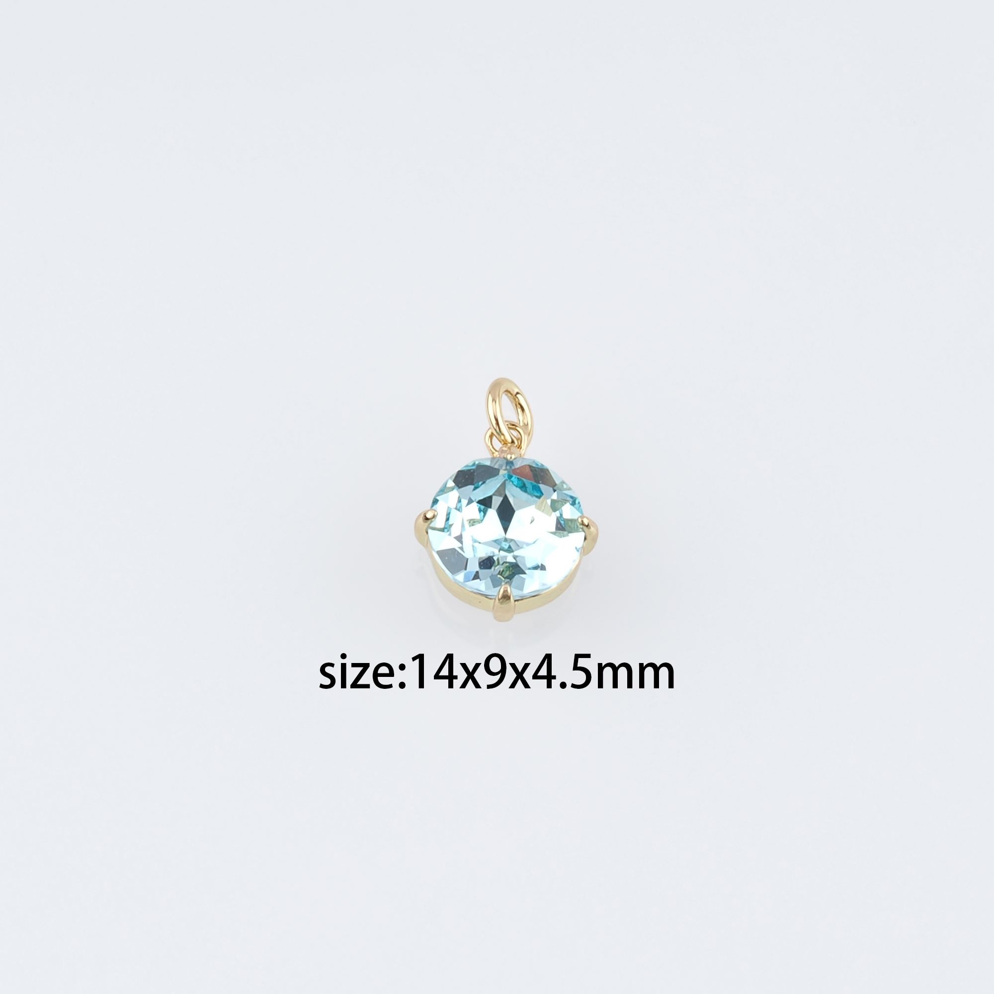 18K Gold Filled Round Pendant,Crystal Round Earrings Necklace for DIY Jewelry Making Supply