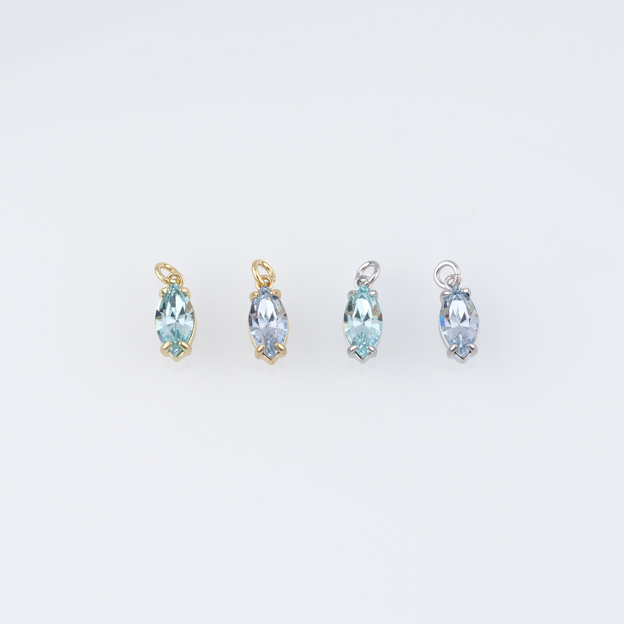 18K Gold Filled Oval Pendant,Crystal Oval Charm Earrings Necklace for DIY Jewelry Making Supply