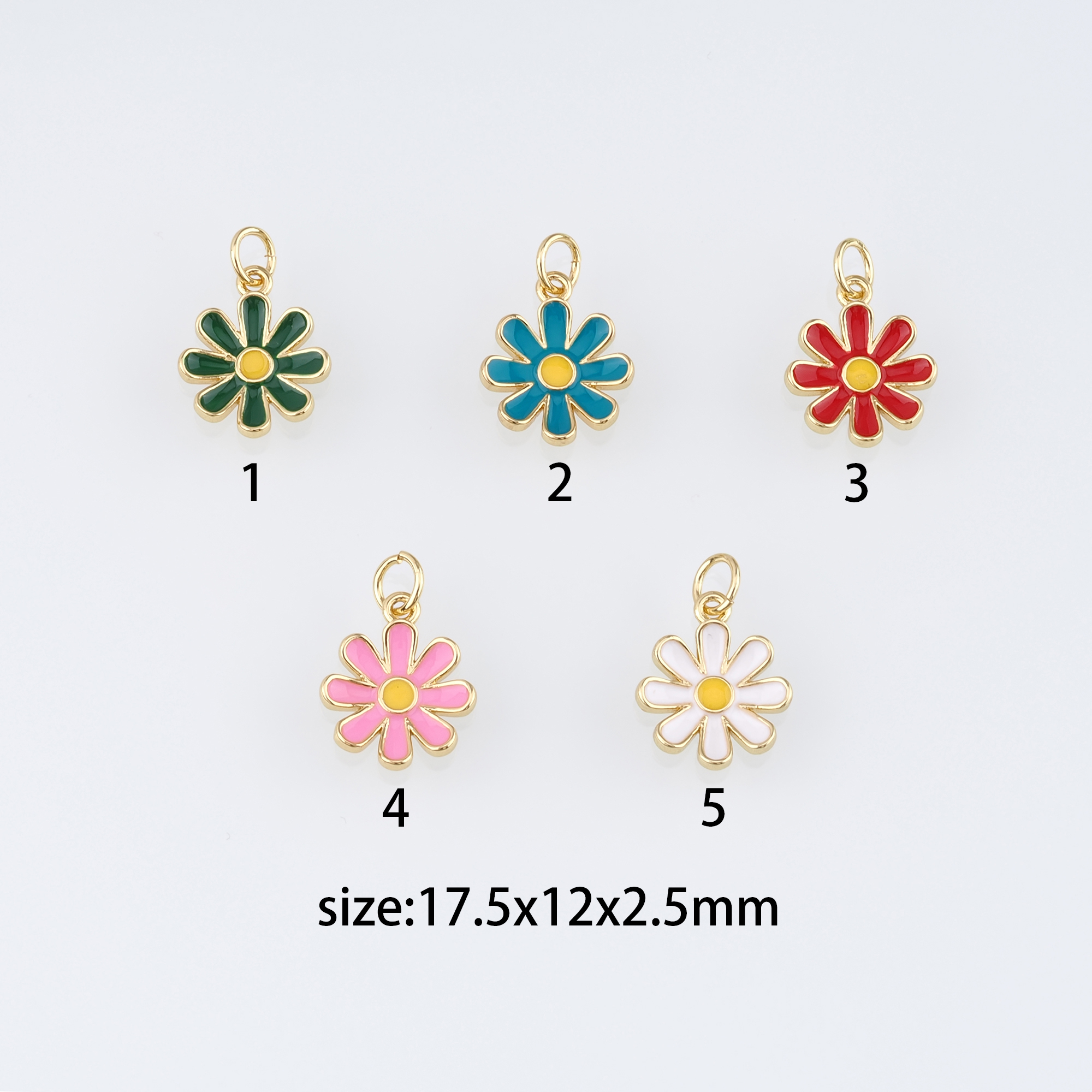 18K Gold Filled Daisy Pendant,Enamel Flower Charm Earrings Necklace for DIY Jewelry Making Supply