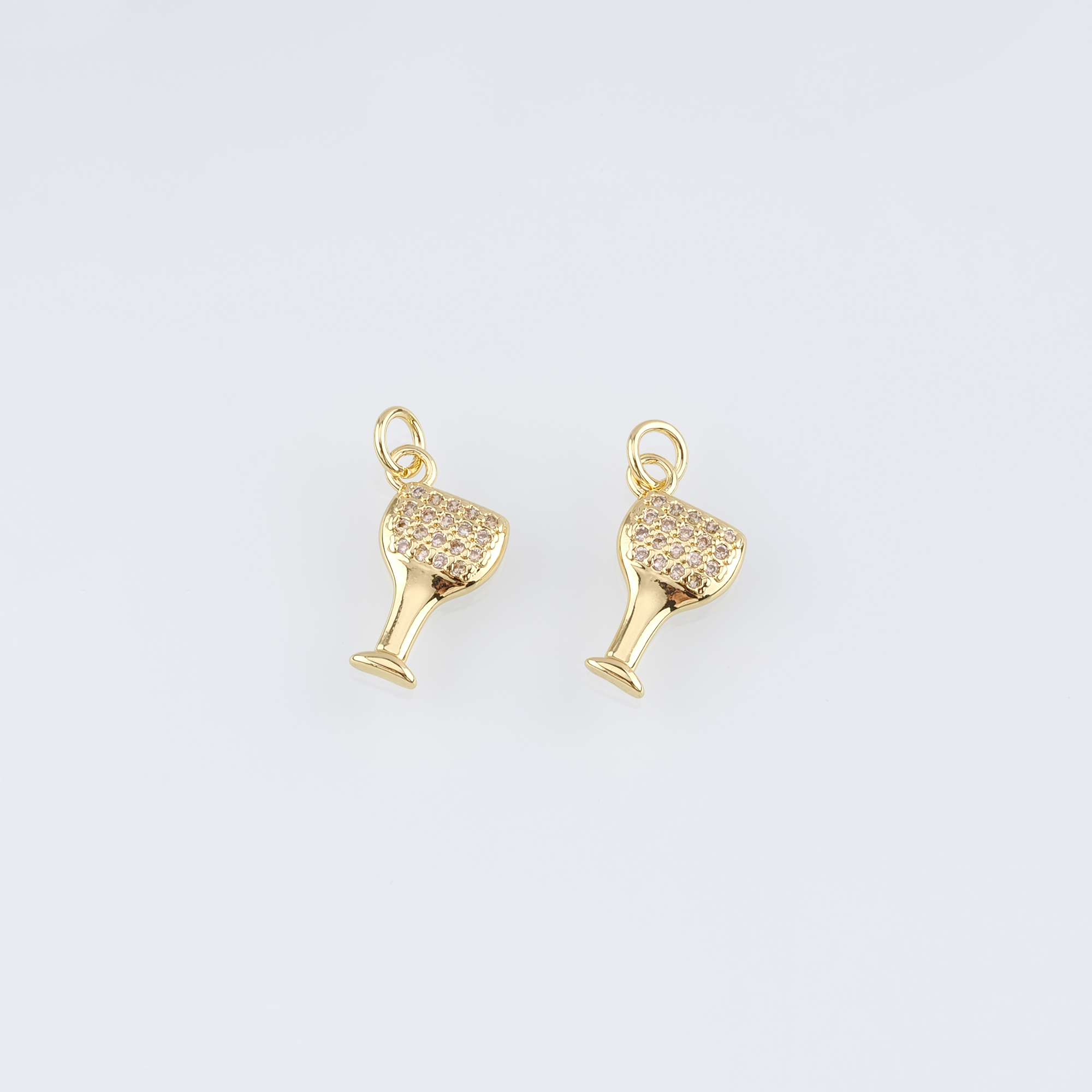 18K Gold Filled Wine Glass Pendant,CZ Micro Pave Wine Glass Charm Earrings Necklace for DIY Jewelry Making Supply