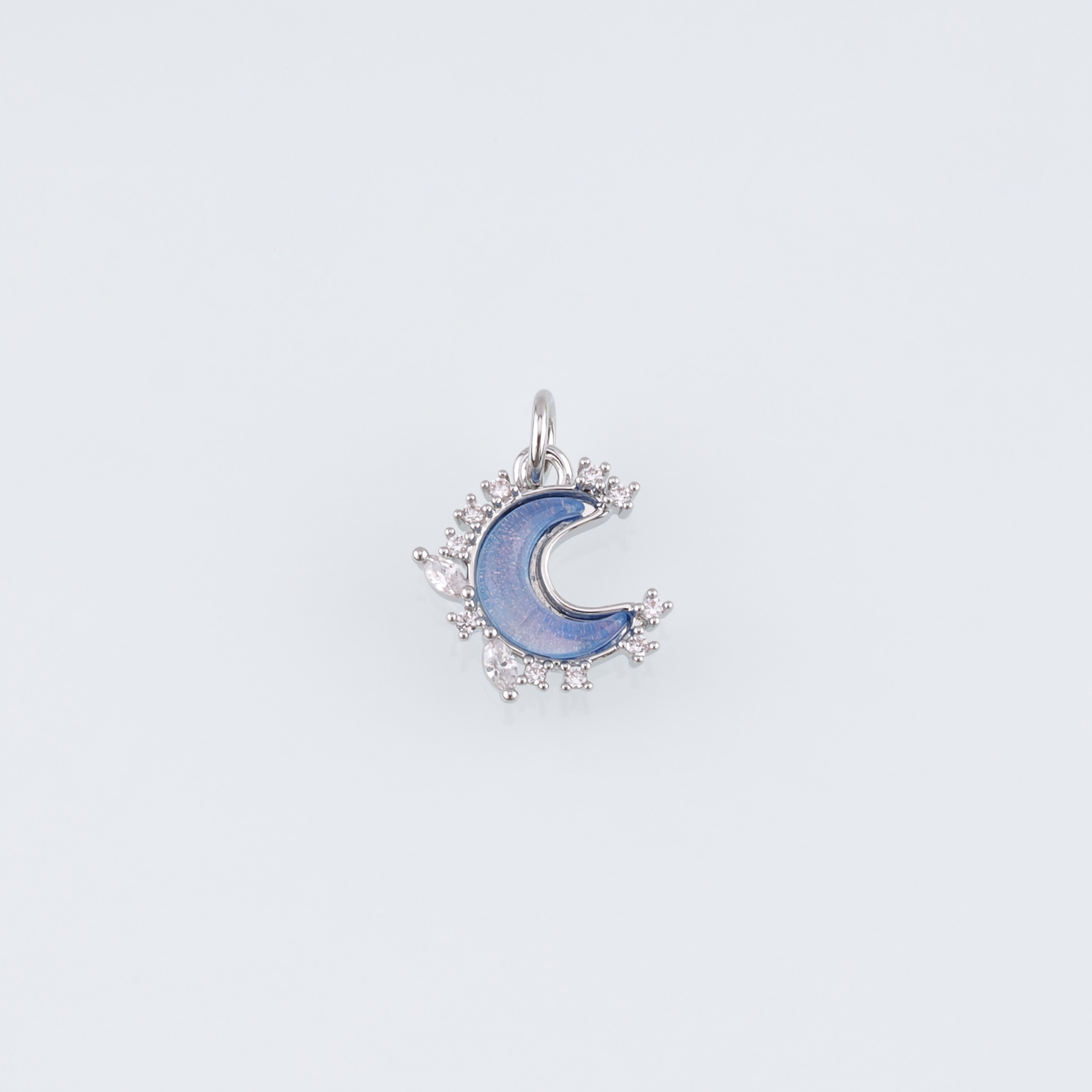 18K Gold Filled Moon Pendant,Celestial Charm,CZ Micro Pave Moon Earrings Necklace for DIY Jewelry Making Supply