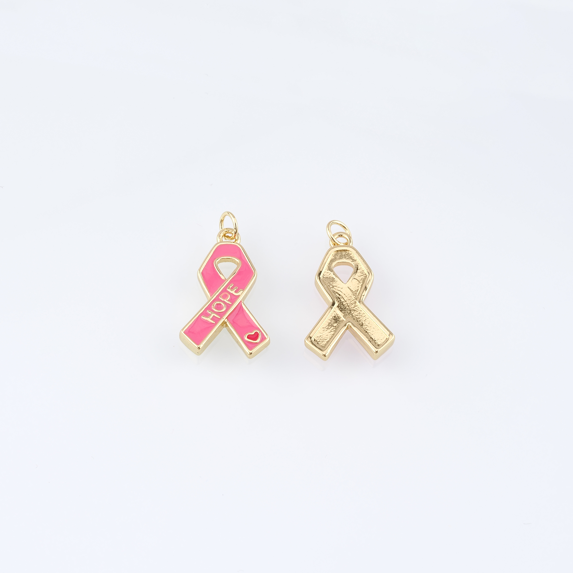 18K Gold Filled Ribbon Pendant,Enamel Awareness Ribbon Charm Earrings Necklace for DIY Jewelry Making Supply