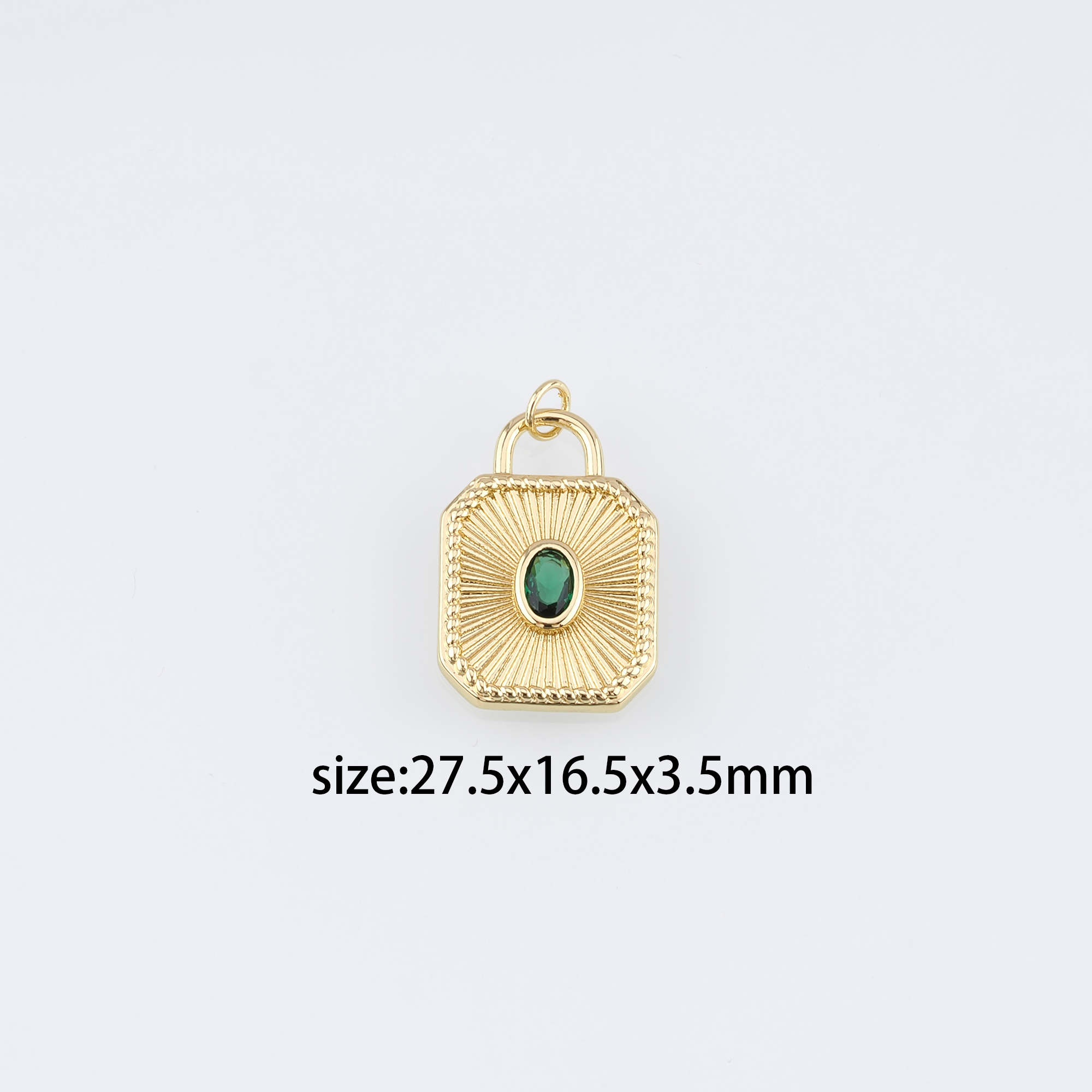 18K Gold Filled Rectangle Pendant,CZ Micro Pave Rectangle Charm Earrings Necklace for DIY Jewelry Making Supply