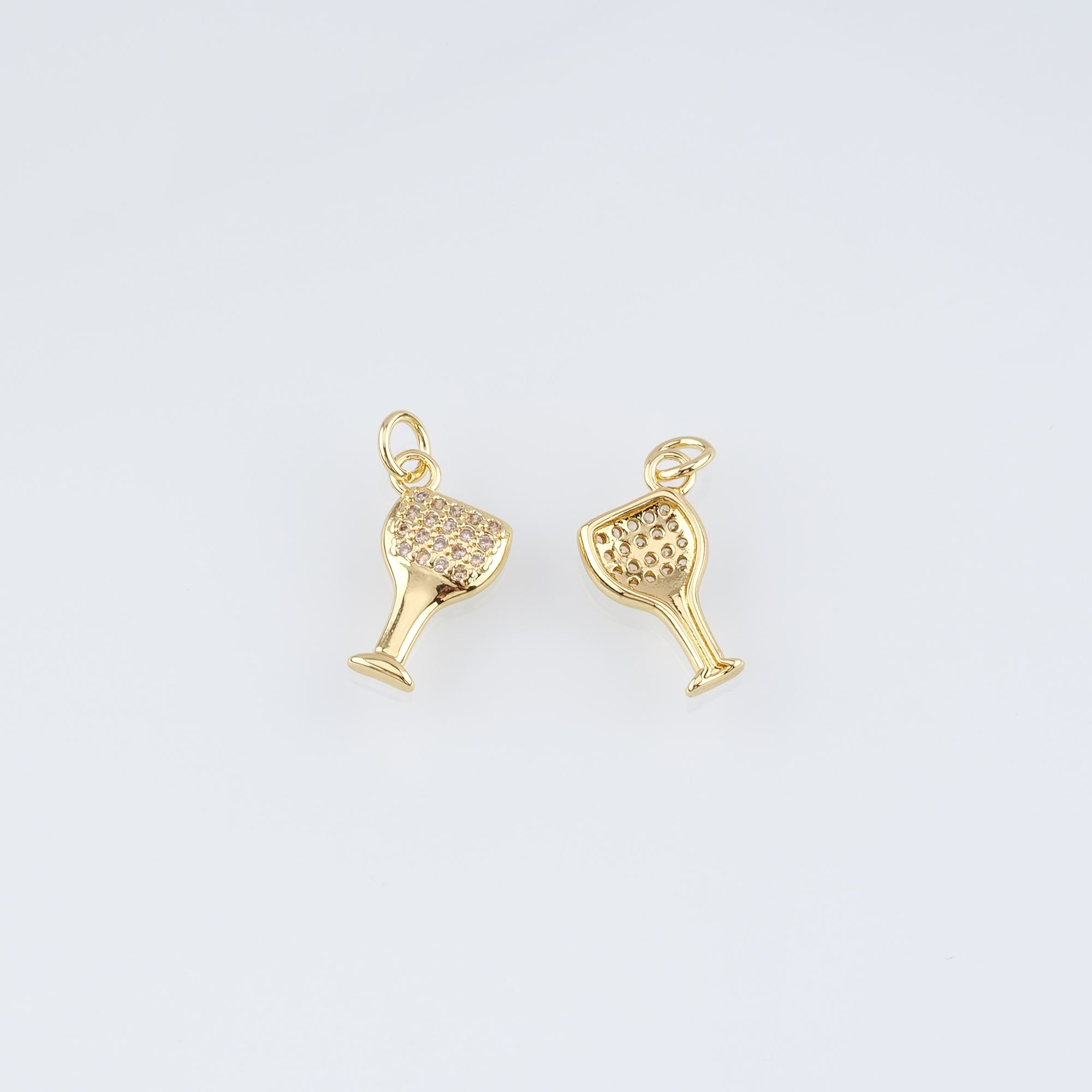 18K Gold Filled Wine Glass Pendant,CZ Micro Pave Wine Glass Charm Earrings Necklace for DIY Jewelry Making Supply