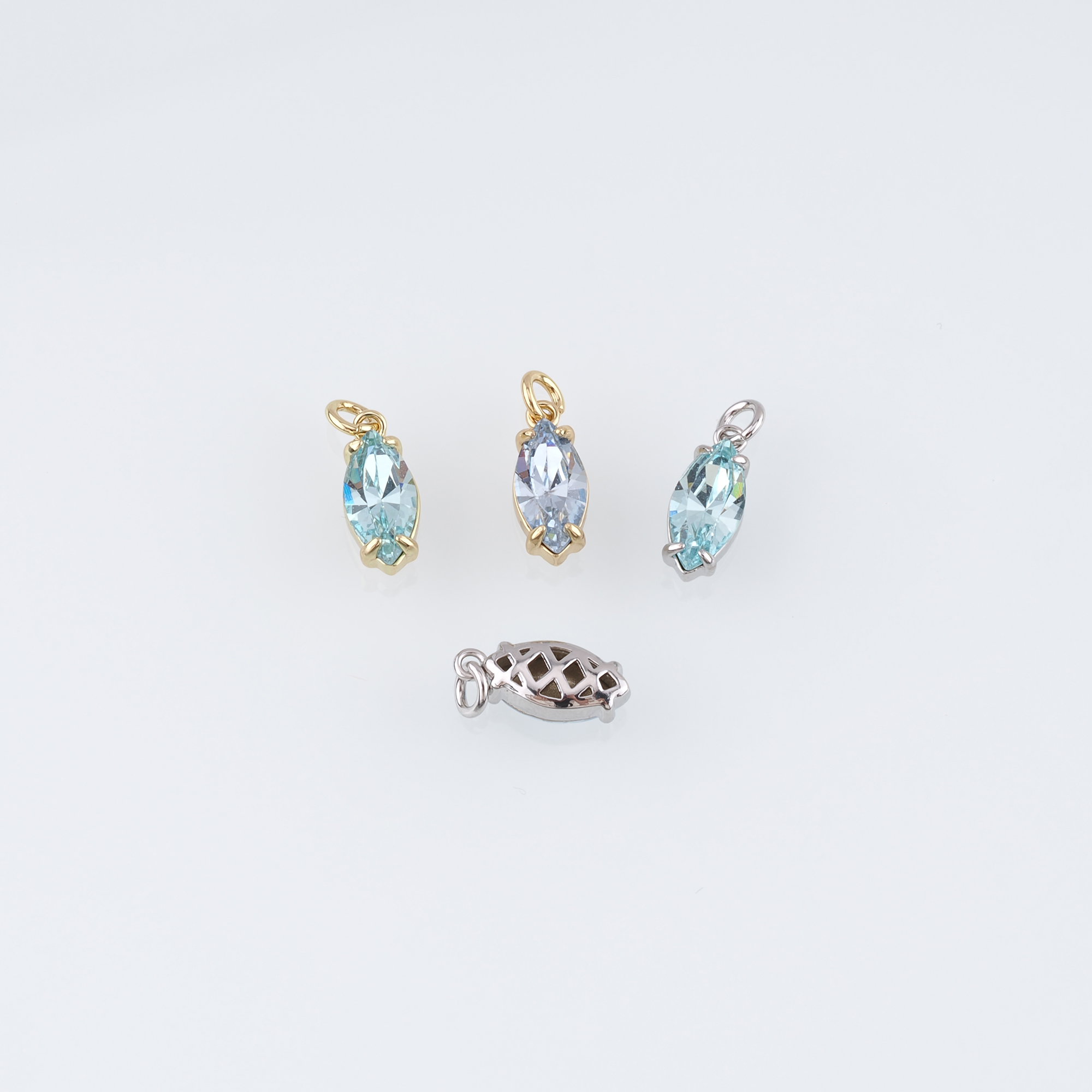 18K Gold Filled Oval Pendant,Crystal Oval Charm Earrings Necklace for DIY Jewelry Making Supply