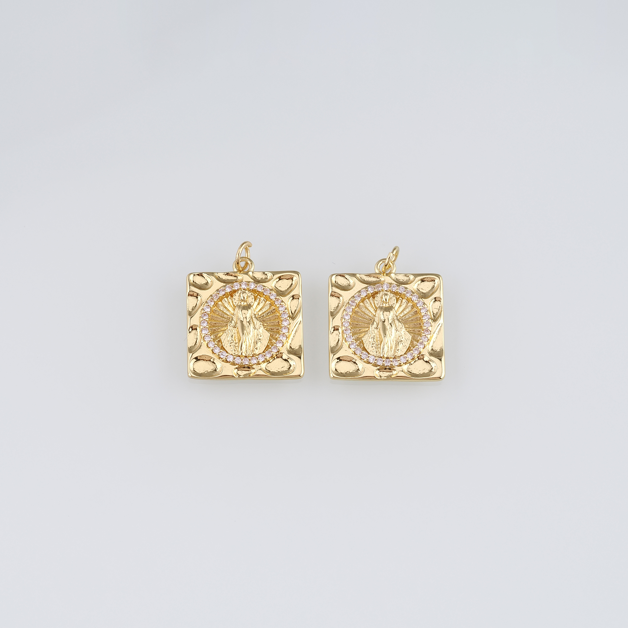 18K Gold Filled Virgin Mary Pendant,CZ Micro Pave Virgin Mary Charm Earrings Necklace for DIY Jewelry Making Supply