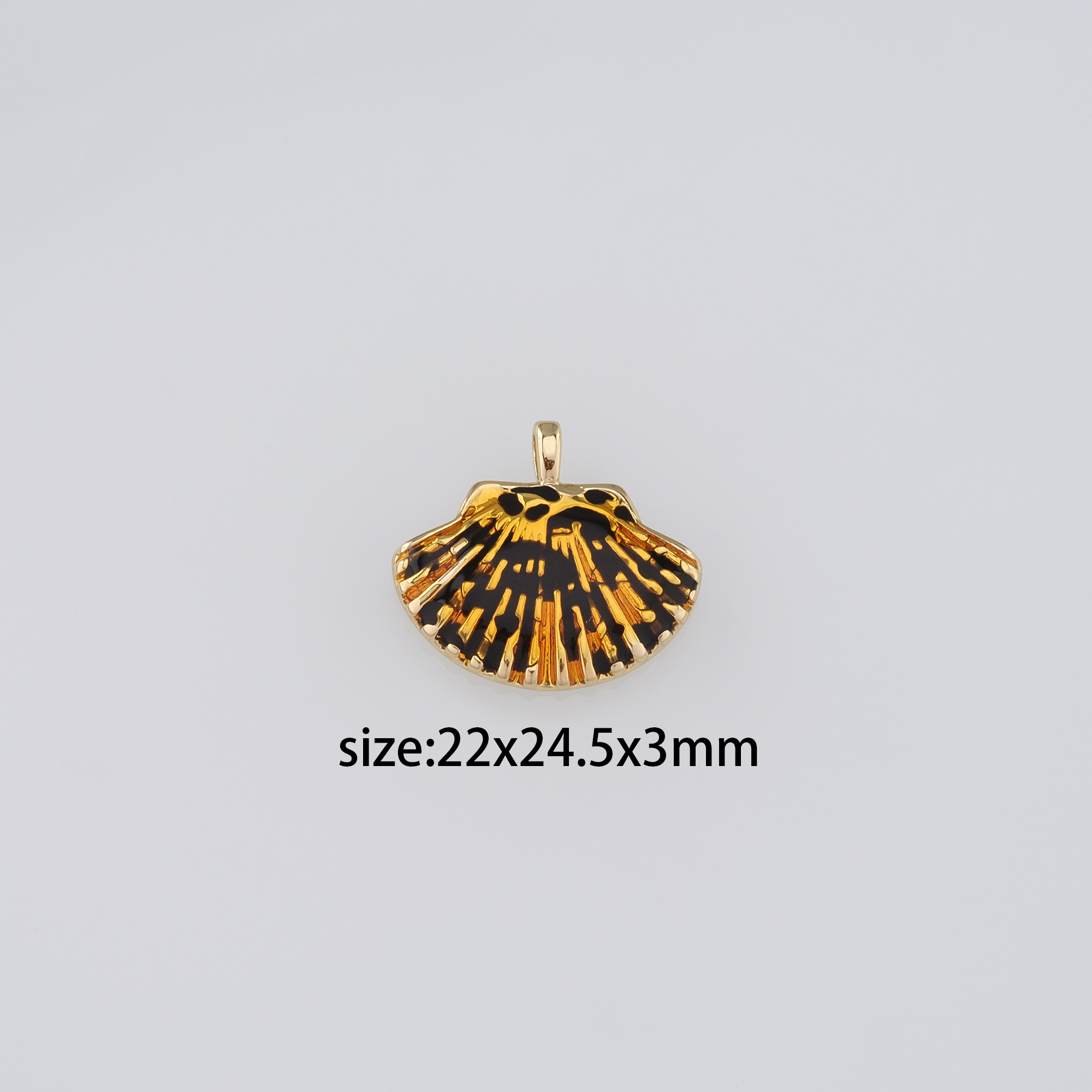 18K Gold Filled Scallop Pendant,Enamel Scallop Charm Earrings Necklace for DIY Jewelry Making Supply