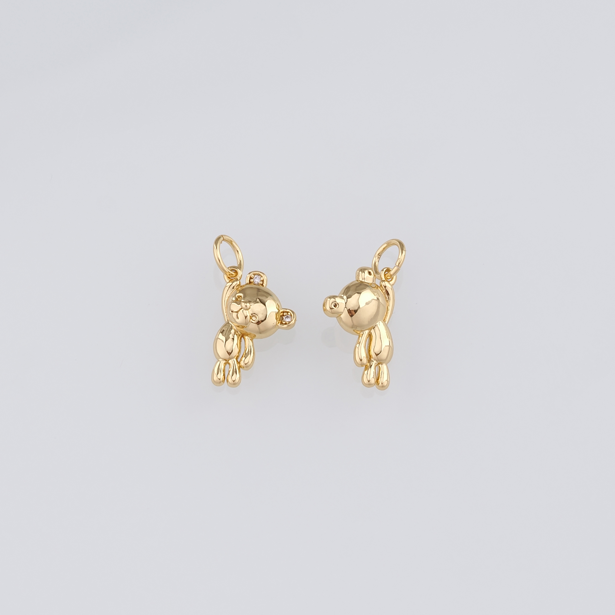 18K Gold Filled Bear Pendant,Dainty Bear Charm Earrings Necklace for DIY Jewelry Making Supply