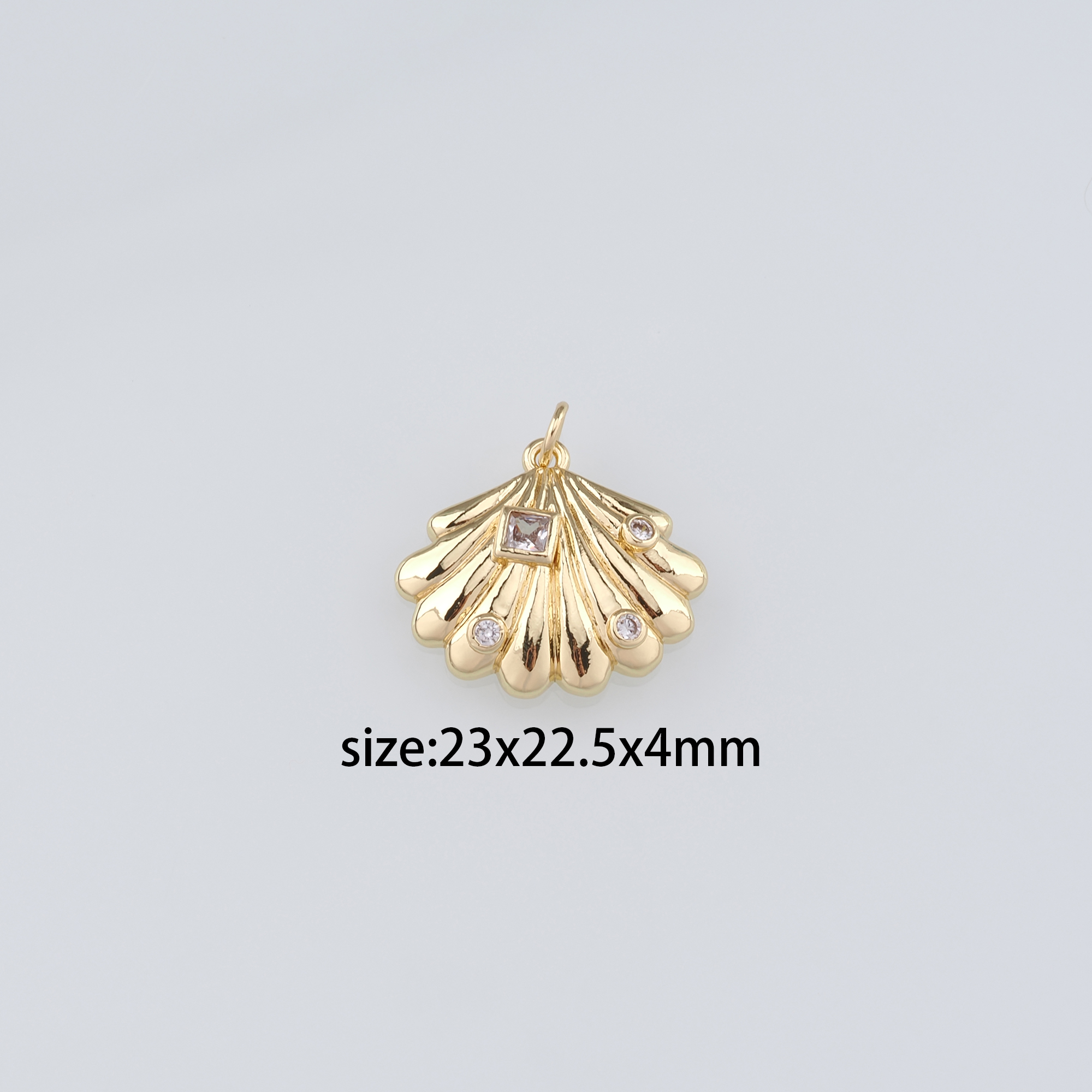 18K Gold Filled Scallop Pendant,Dainty Scallop Charm Earrings Necklace for DIY Jewelry Making Supply