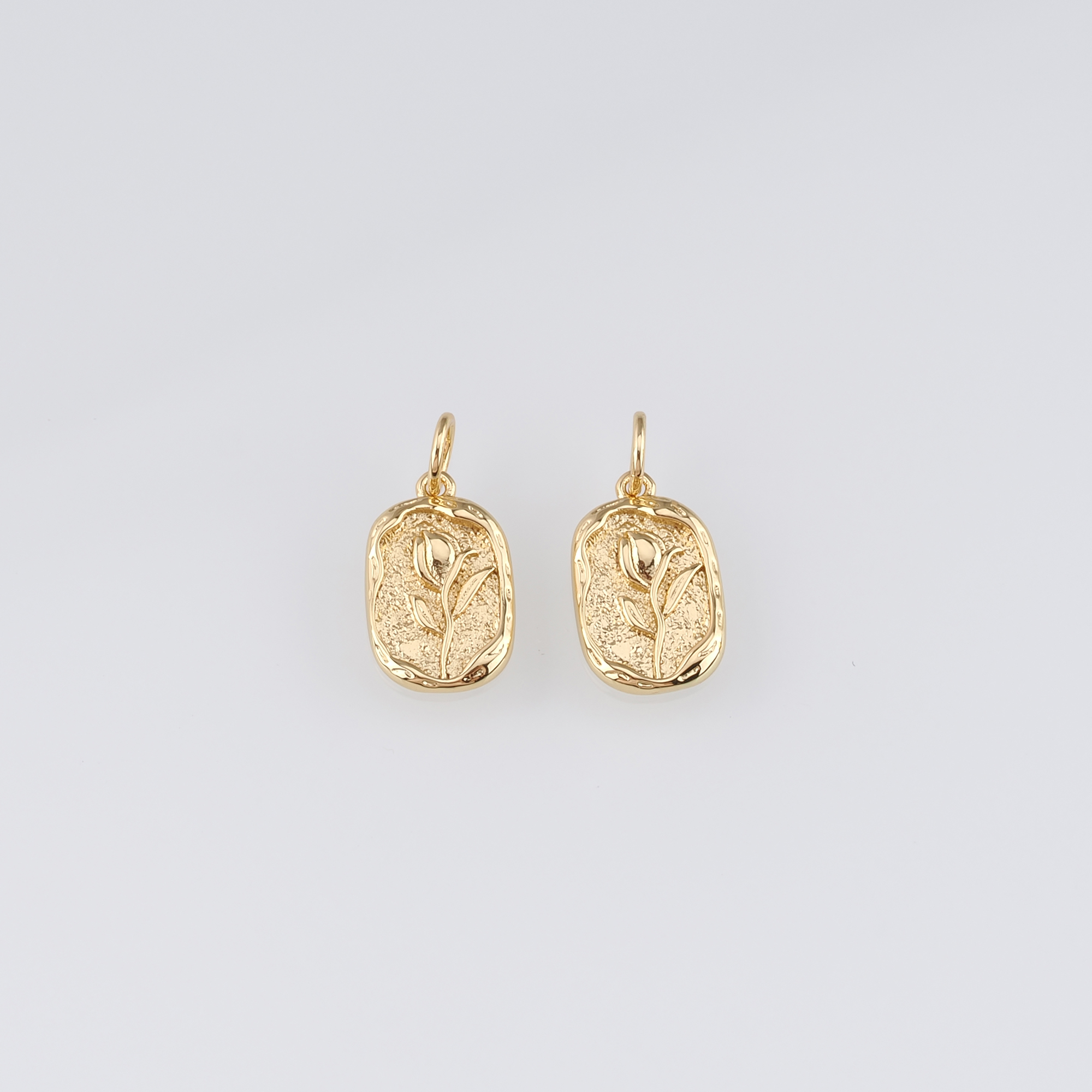 18K Gold Filled Rose Pendant,Dainty Flower Charm Earrings Necklace for DIY Jewelry Making Supply