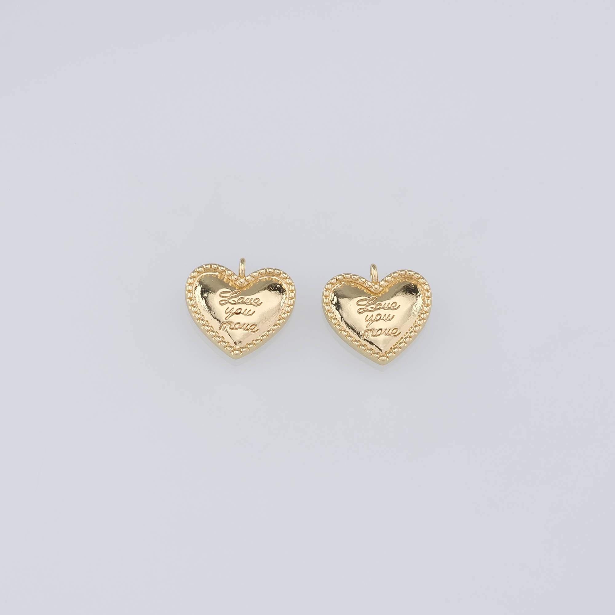 18K Gold Filled Heart Pendant,Love Heart Charm Earrings Necklace for DIY Jewelry Making Supply