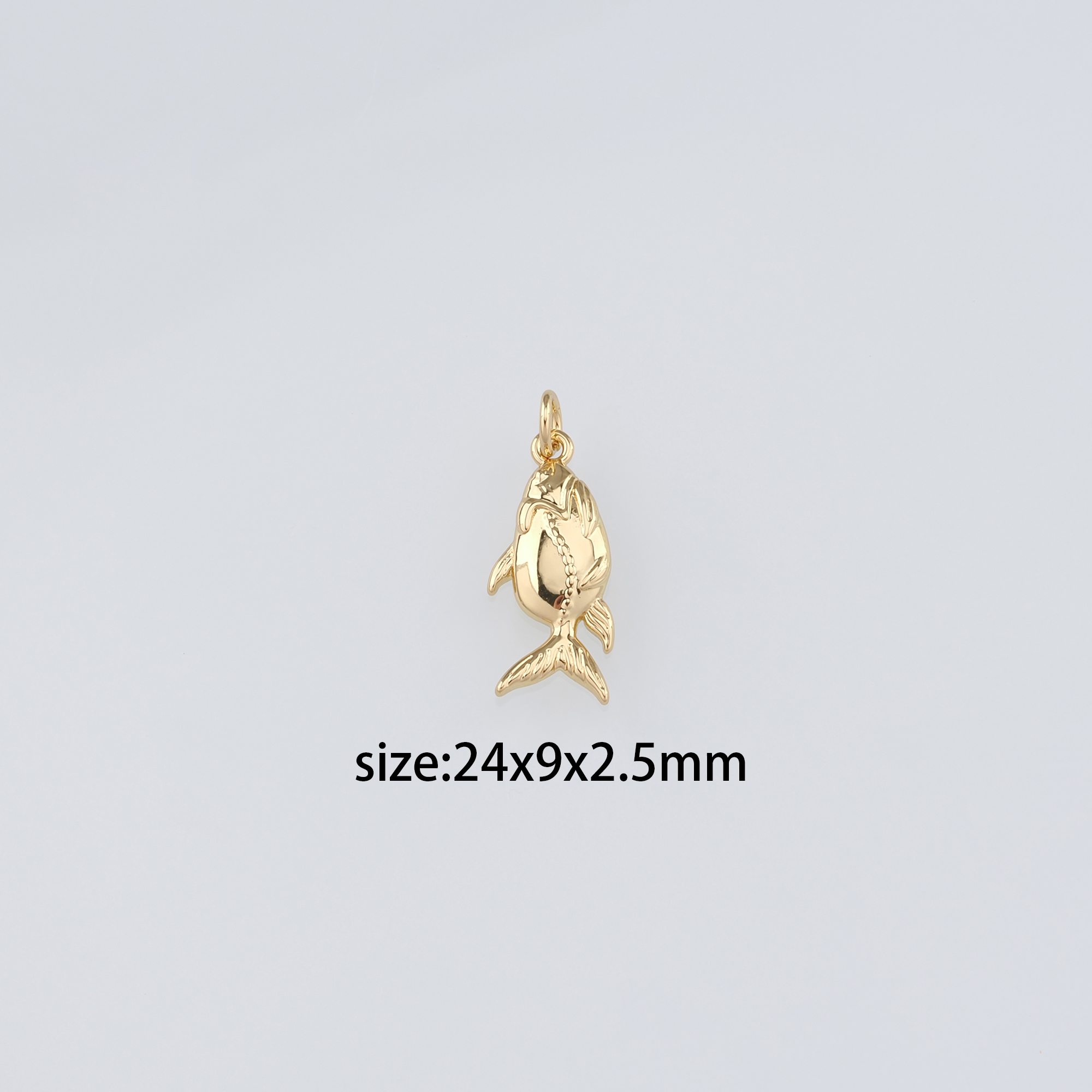 18K Gold Filled Fish Pendant,Dainty Fish Charm Earrings Necklace for DIY Jewelry Making Supply