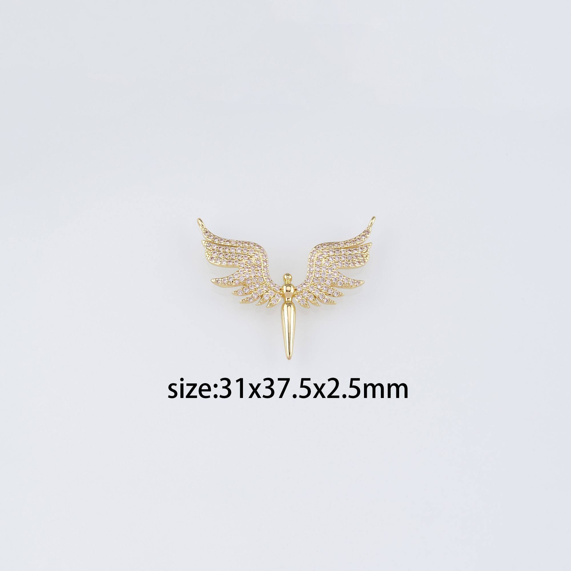 18K Gold Filled Angel Pendant,CZ Micro Pave Angel Charm Earrings Necklace for DIY Jewelry Making Supply