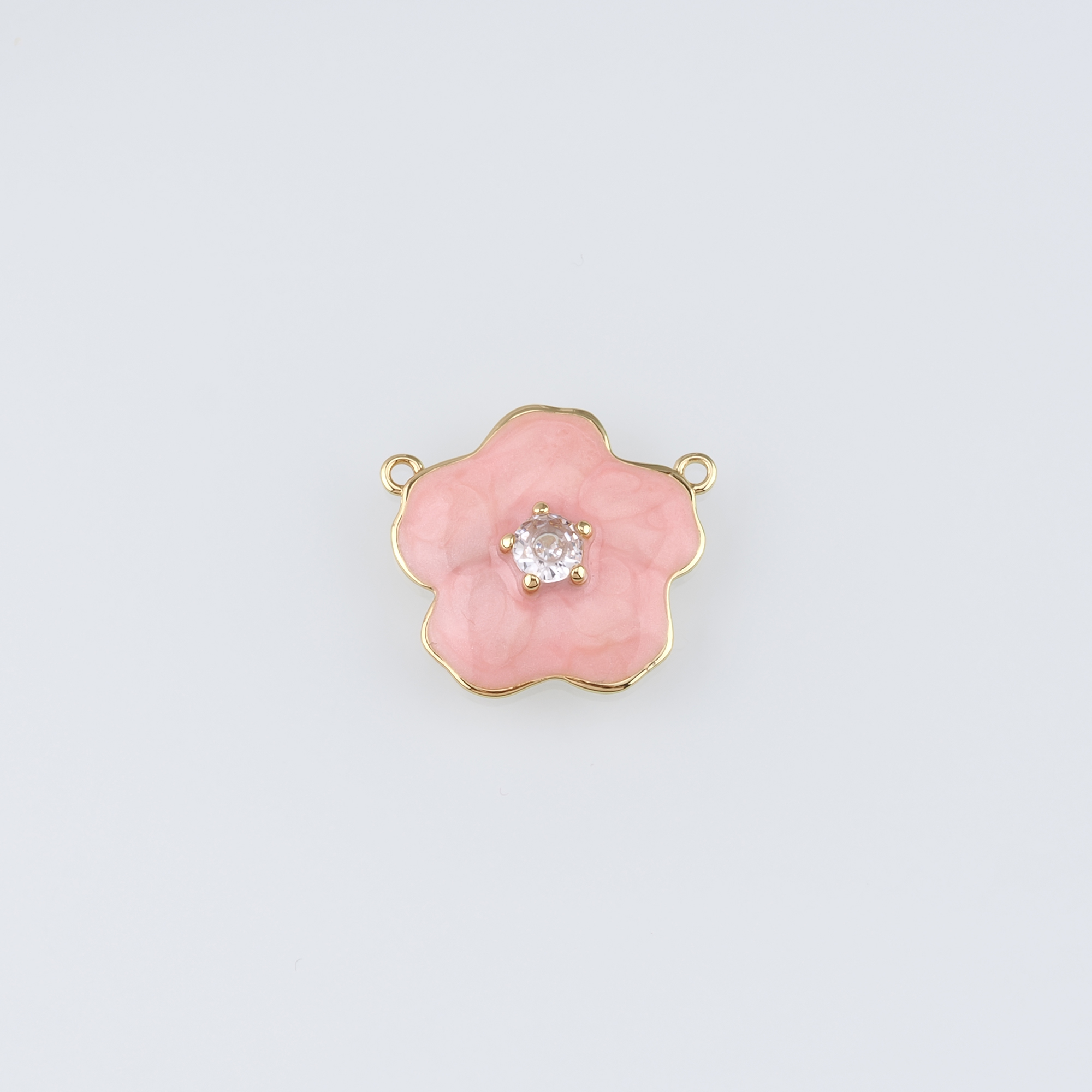 18K Gold Filled Flower Pendant,Enamel Flower Charm Earrings Necklace for DIY Jewelry Making Supply