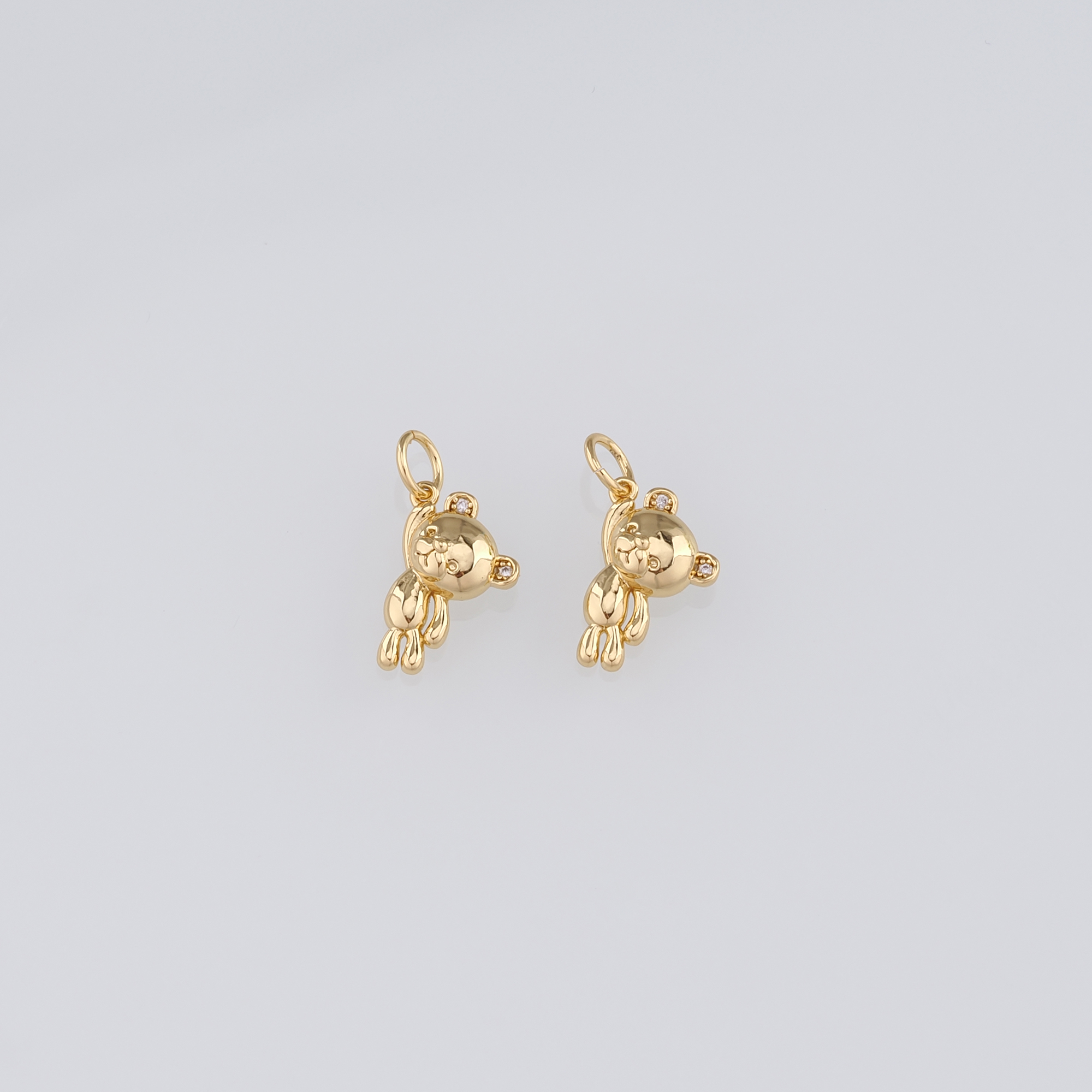 18K Gold Filled Bear Pendant,Dainty Bear Charm Earrings Necklace for DIY Jewelry Making Supply
