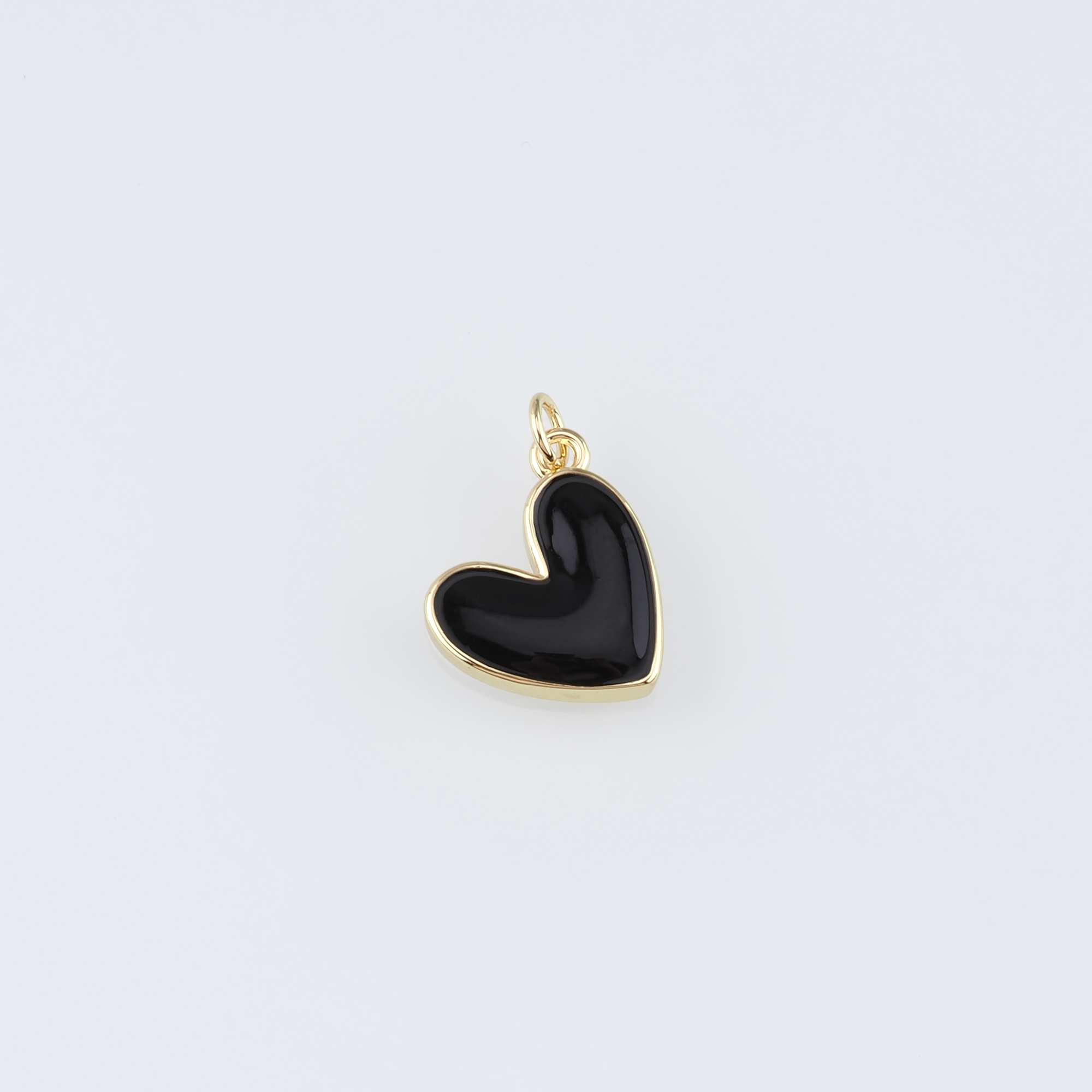 18K Gold Filled Heart Pendant,Enamel Heart Charm Earrings Necklace for DIY Jewelry Making Supply