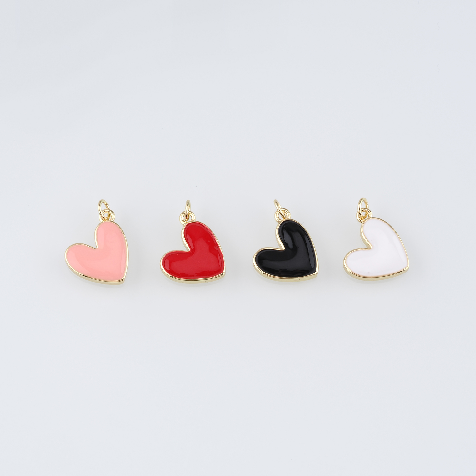 18K Gold Filled Heart Pendant,Enamel Heart Charm Earrings Necklace for DIY Jewelry Making Supply