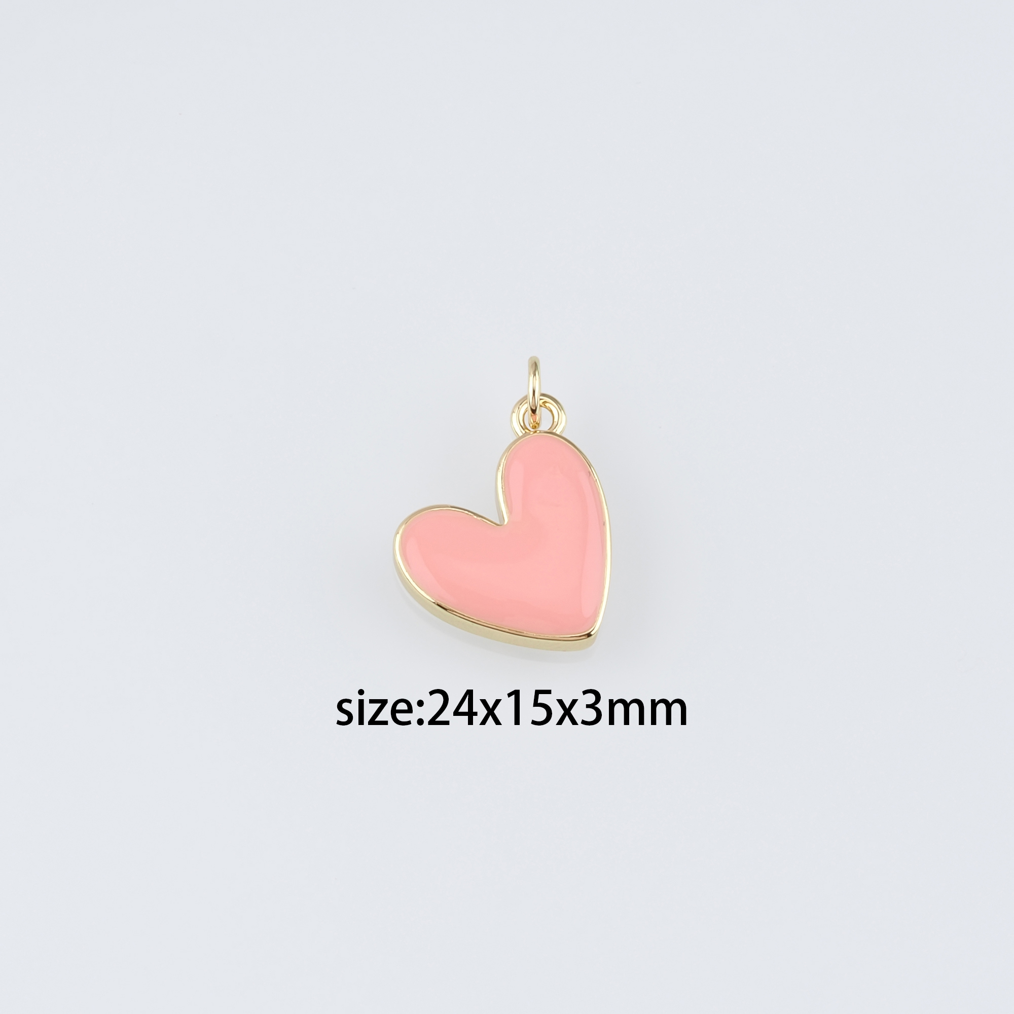 18K Gold Filled Heart Pendant,Enamel Heart Charm Earrings Necklace for DIY Jewelry Making Supply