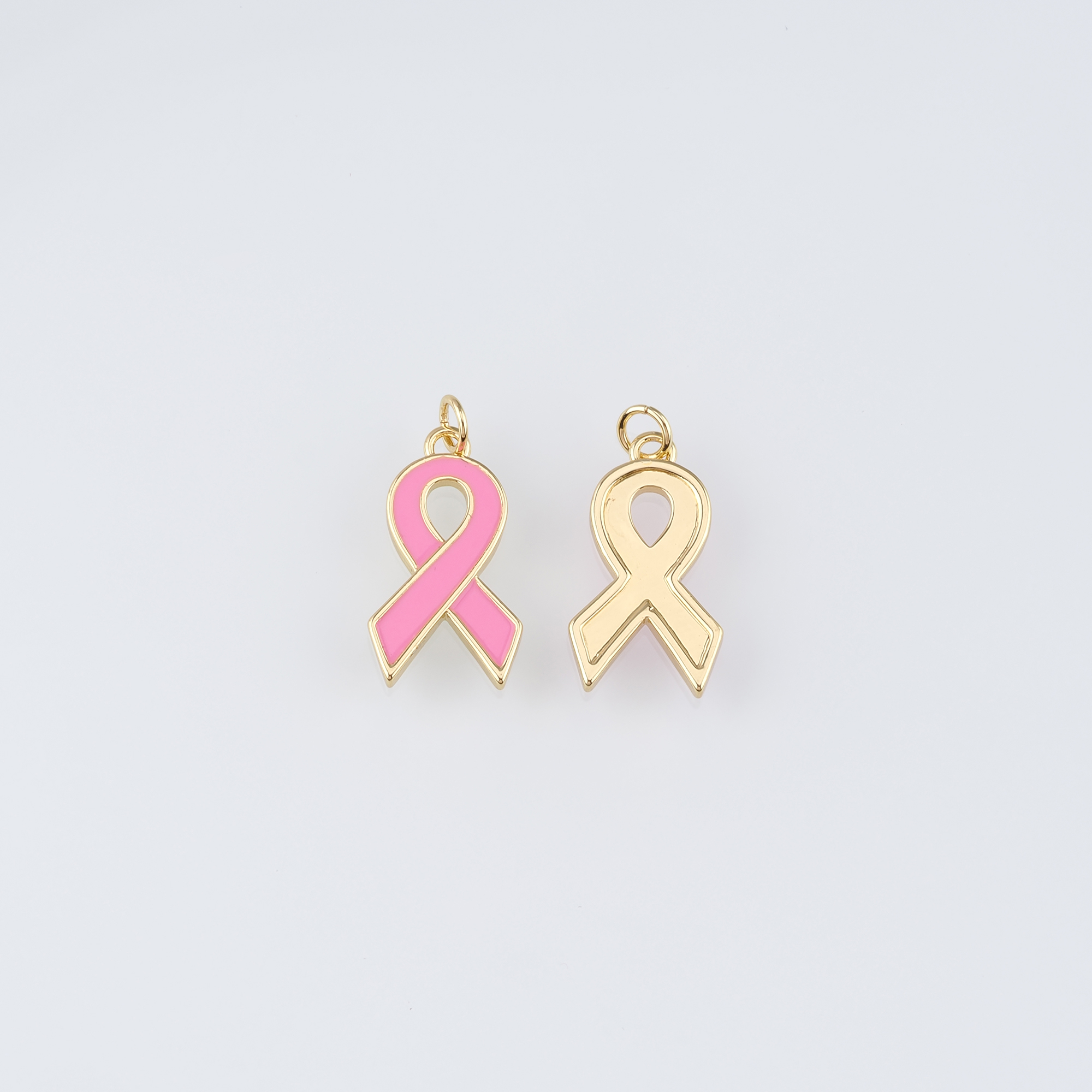 18K Gold Filled Ribbon Pendant,Enamel Awareness Ribbon Charm Earrings Necklace for DIY Jewelry Making Supply