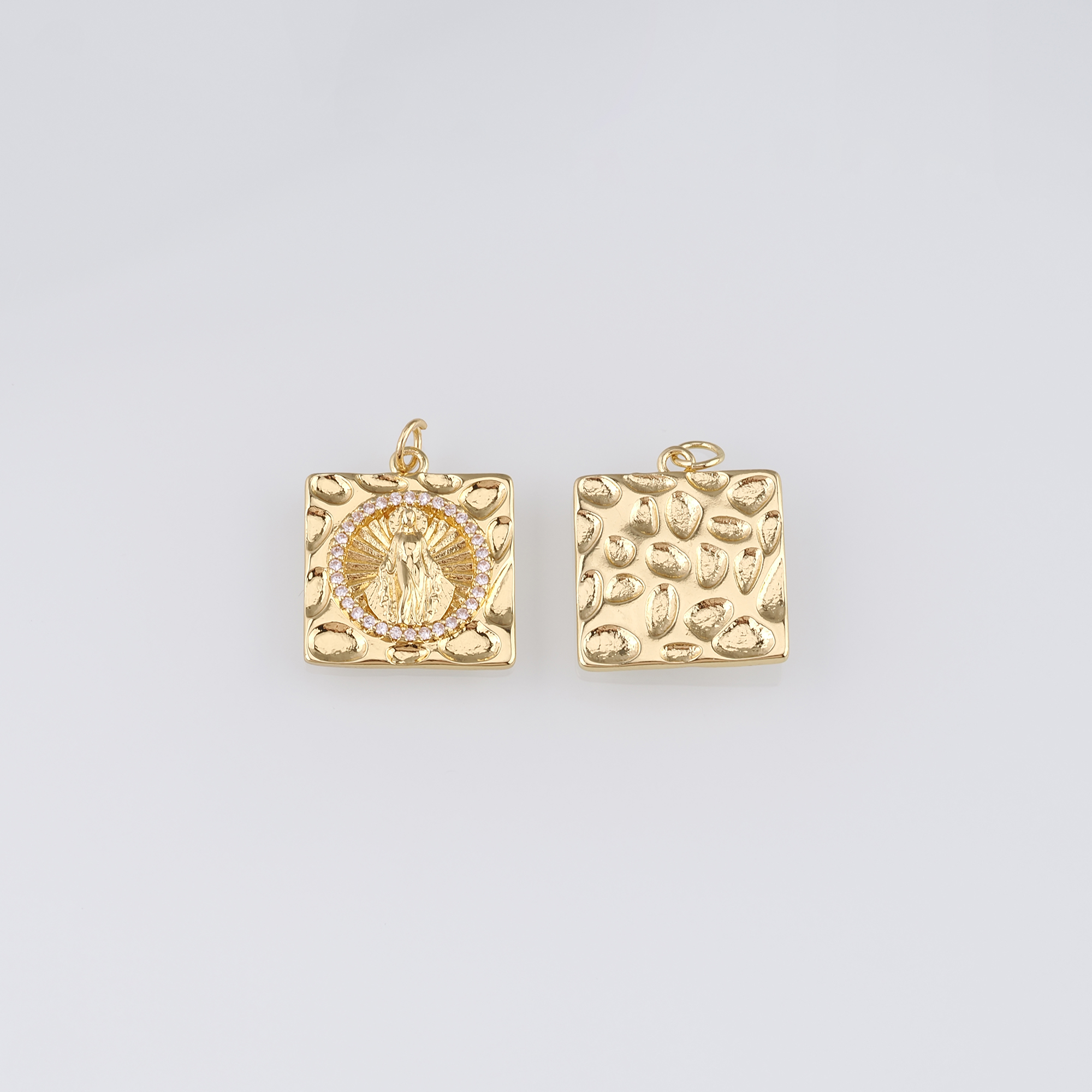 18K Gold Filled Virgin Mary Pendant,CZ Micro Pave Virgin Mary Charm Earrings Necklace for DIY Jewelry Making Supply