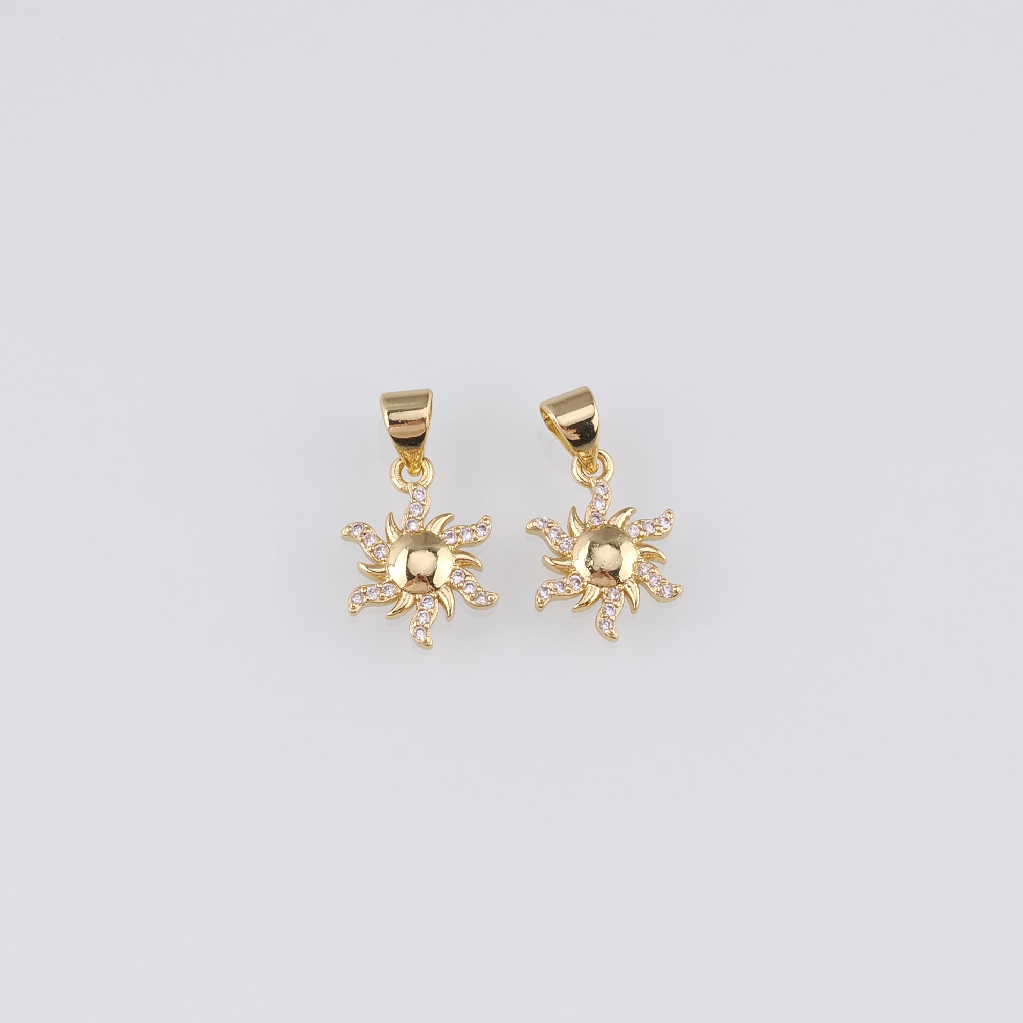 18K Gold Filled Sun Pendant,Celestial Charm Earrings Necklace for DIY Jewelry Making Supply