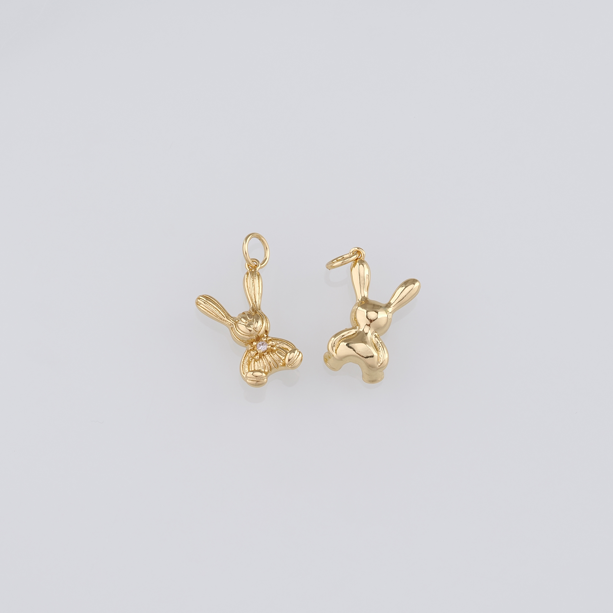 18K Gold Filled Rabbit Pendant,Dainty Animal Charm Earrings Necklace for DIY Jewelry Making Supply