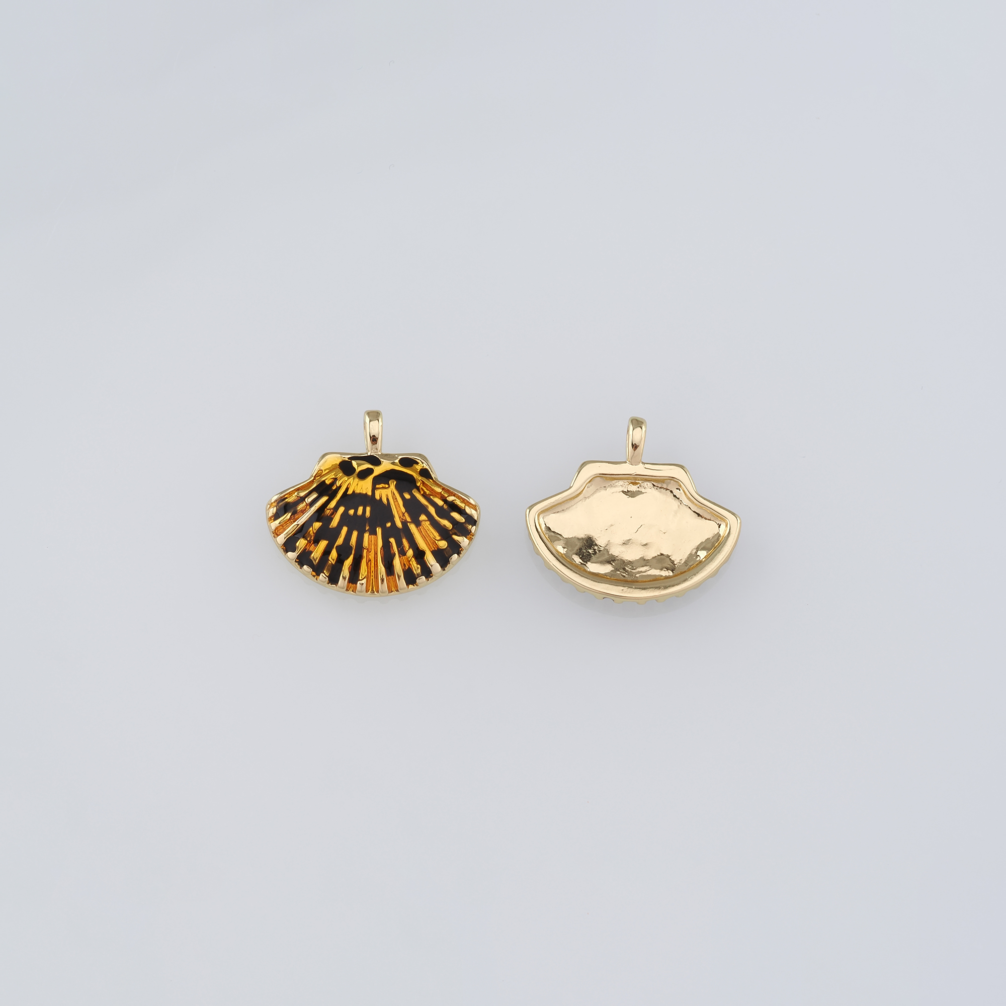 18K Gold Filled Scallop Pendant,Enamel Scallop Charm Earrings Necklace for DIY Jewelry Making Supply