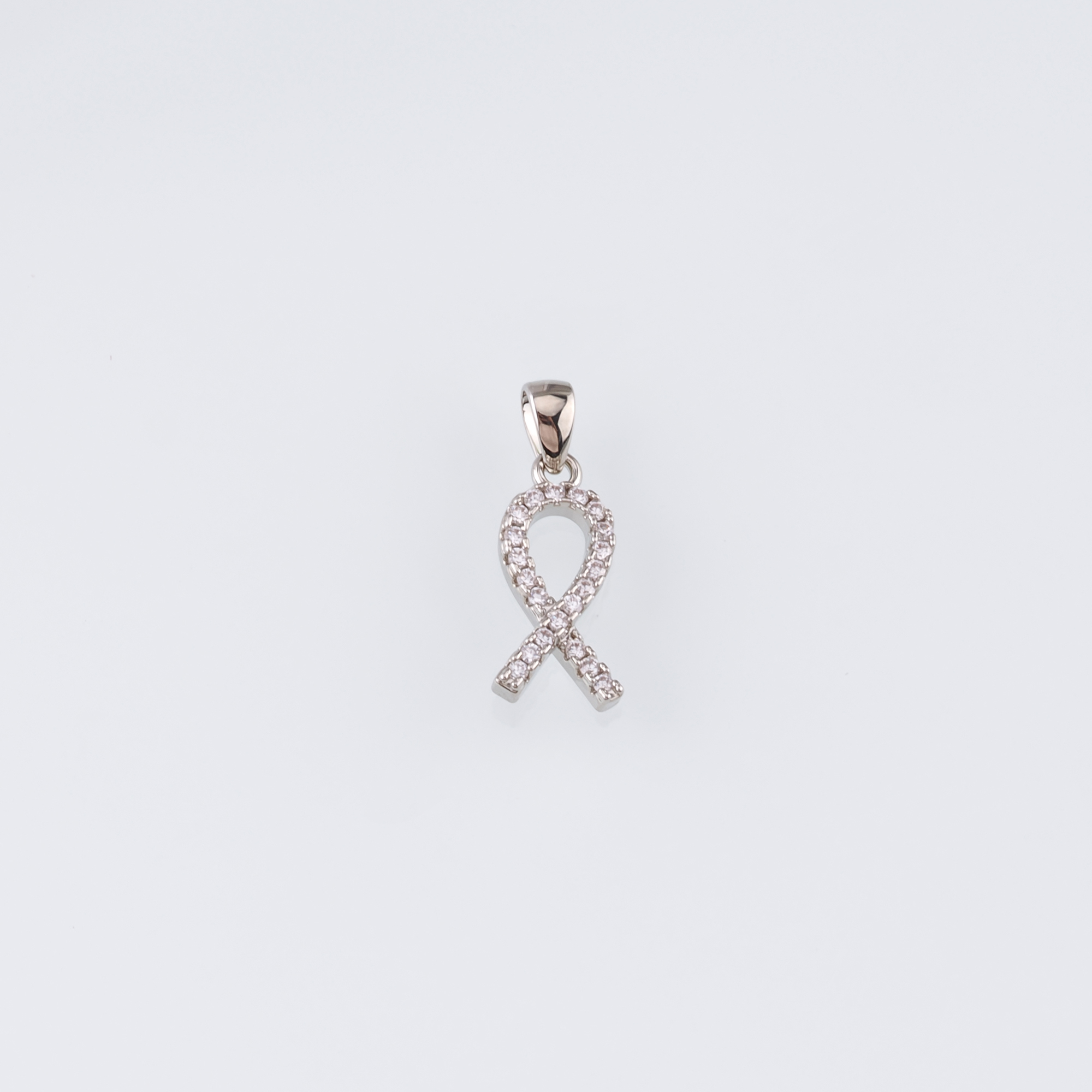 18K Gold Filled Ribbon Pendant,CZ Micro Pave Awareness Ribbon Charm Earrings Necklace for DIY Jewelry Making Supply