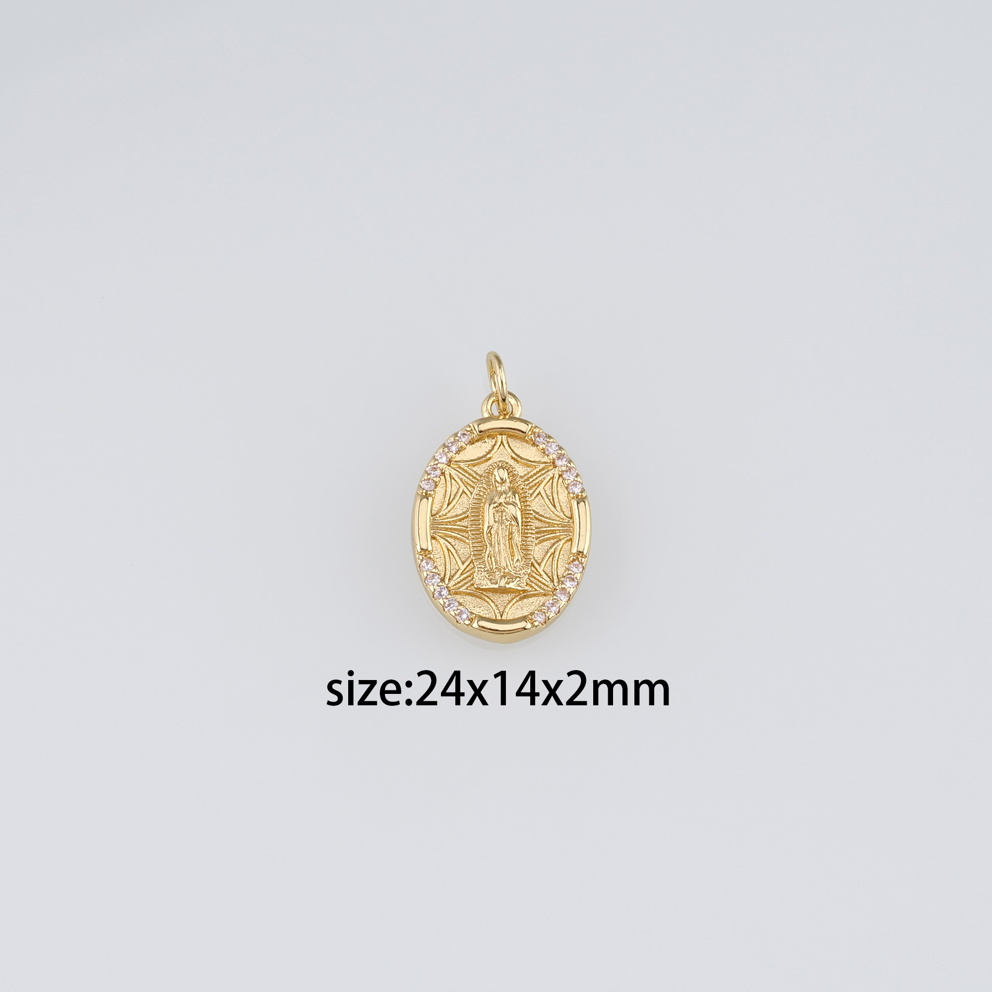 18K Gold Filled Virgin Mary Pendant,CZ Micro Pave Virgin Mary Charm Earrings Necklace for DIY Jewelry Making Supply