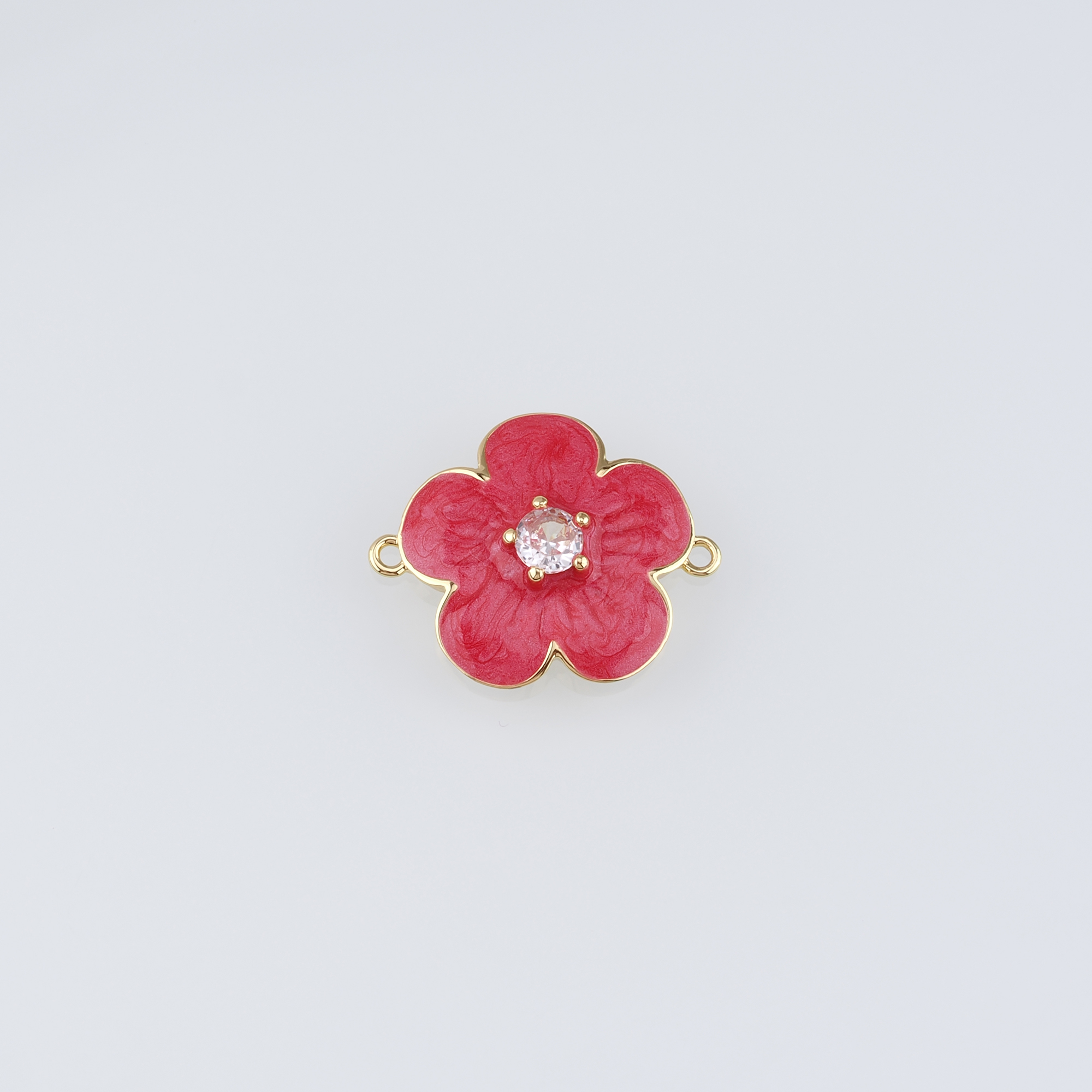 18K Gold Filled Flower Connector,Enamel Floral Charm Necklace Bracelet for DIY Jewelry Making Supply