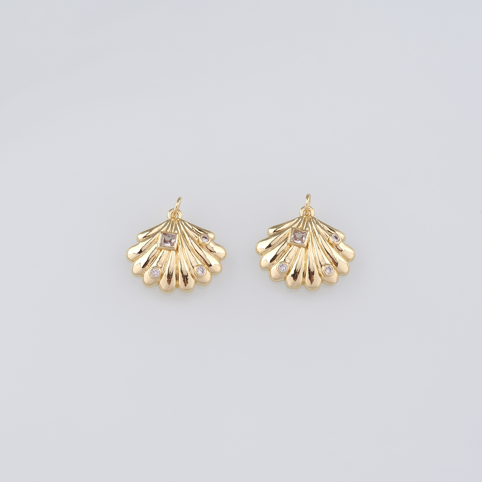 18K Gold Filled Scallop Pendant,Dainty Scallop Charm Earrings Necklace for DIY Jewelry Making Supply