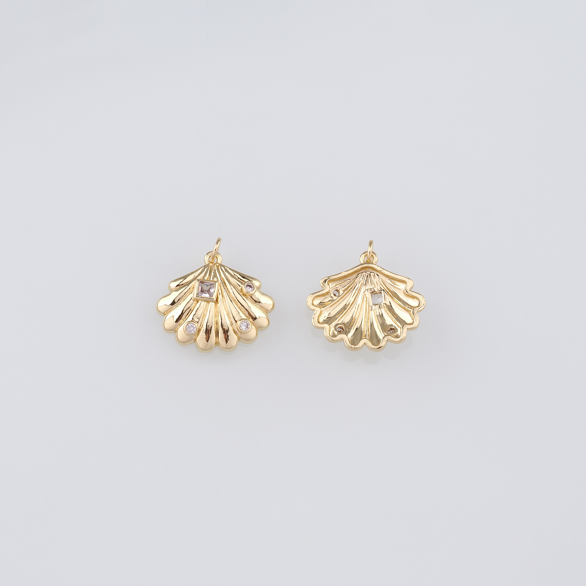 18K Gold Filled Scallop Pendant,Dainty Scallop Charm Earrings Necklace for DIY Jewelry Making Supply