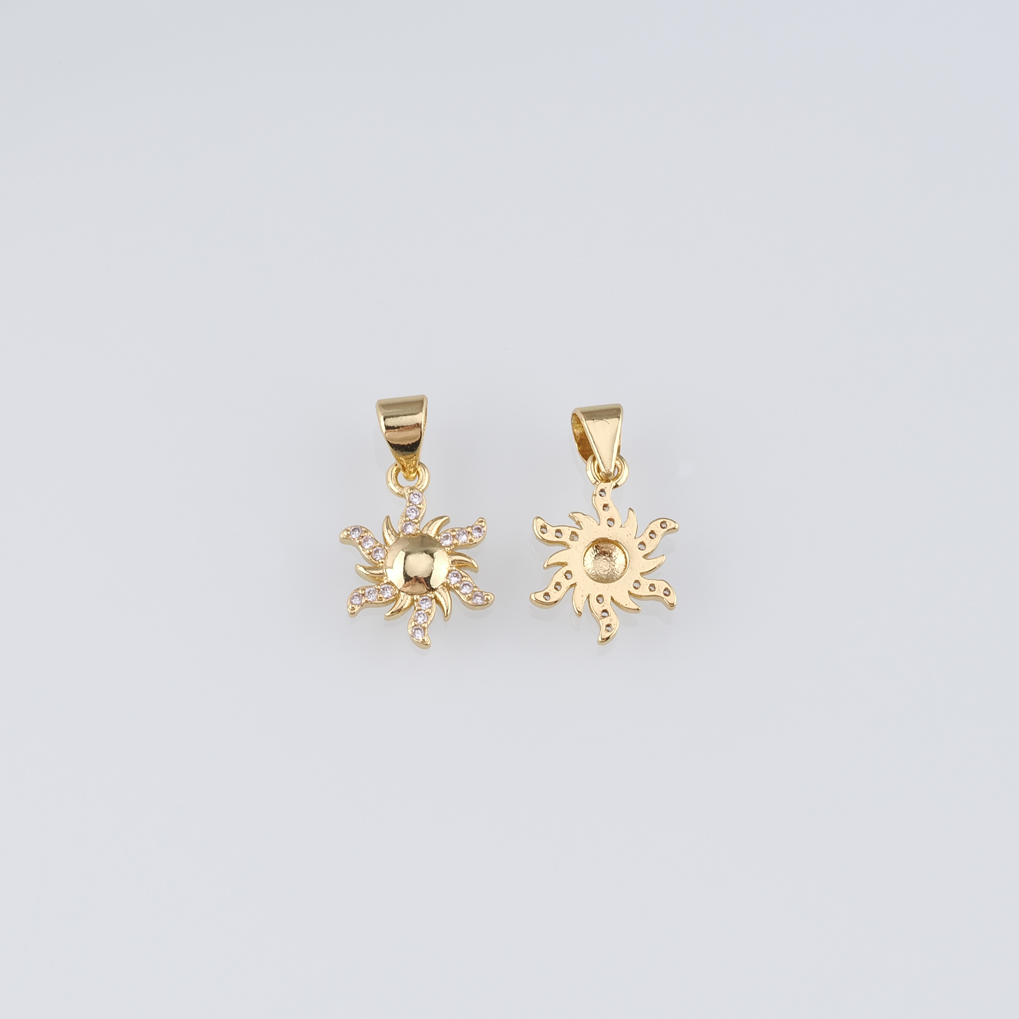 18K Gold Filled Sun Pendant,Celestial Charm Earrings Necklace for DIY Jewelry Making Supply